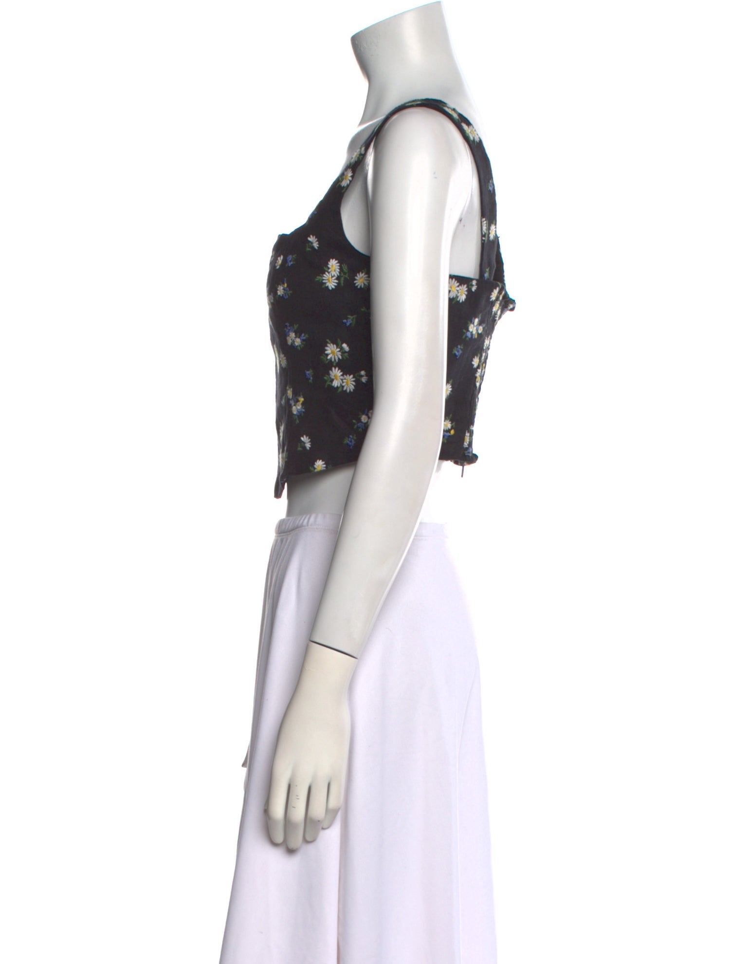 Reformation Linen Floral Print Crop Top