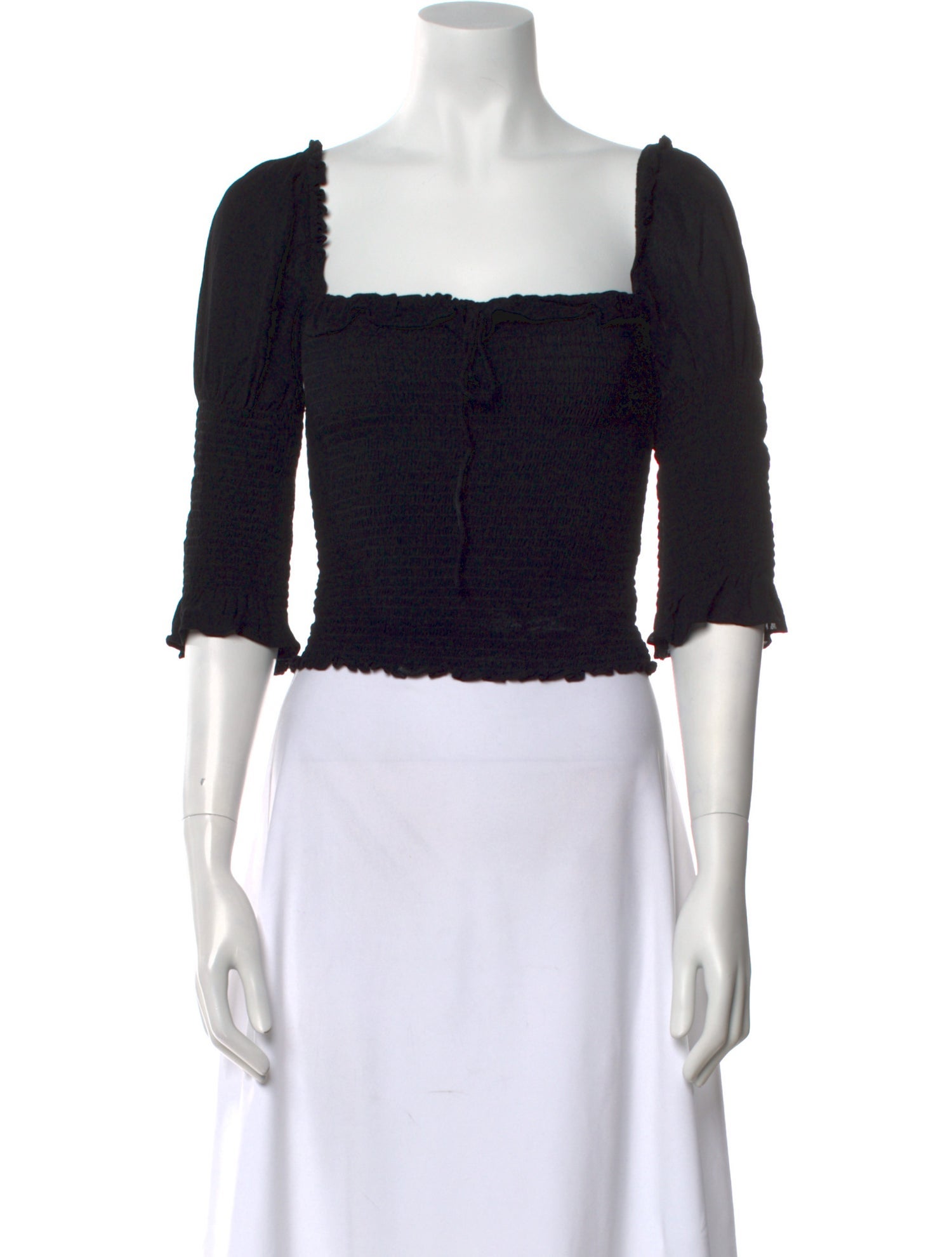 Reformation Square Neckline Three-Quarter Sleeve Crop Top