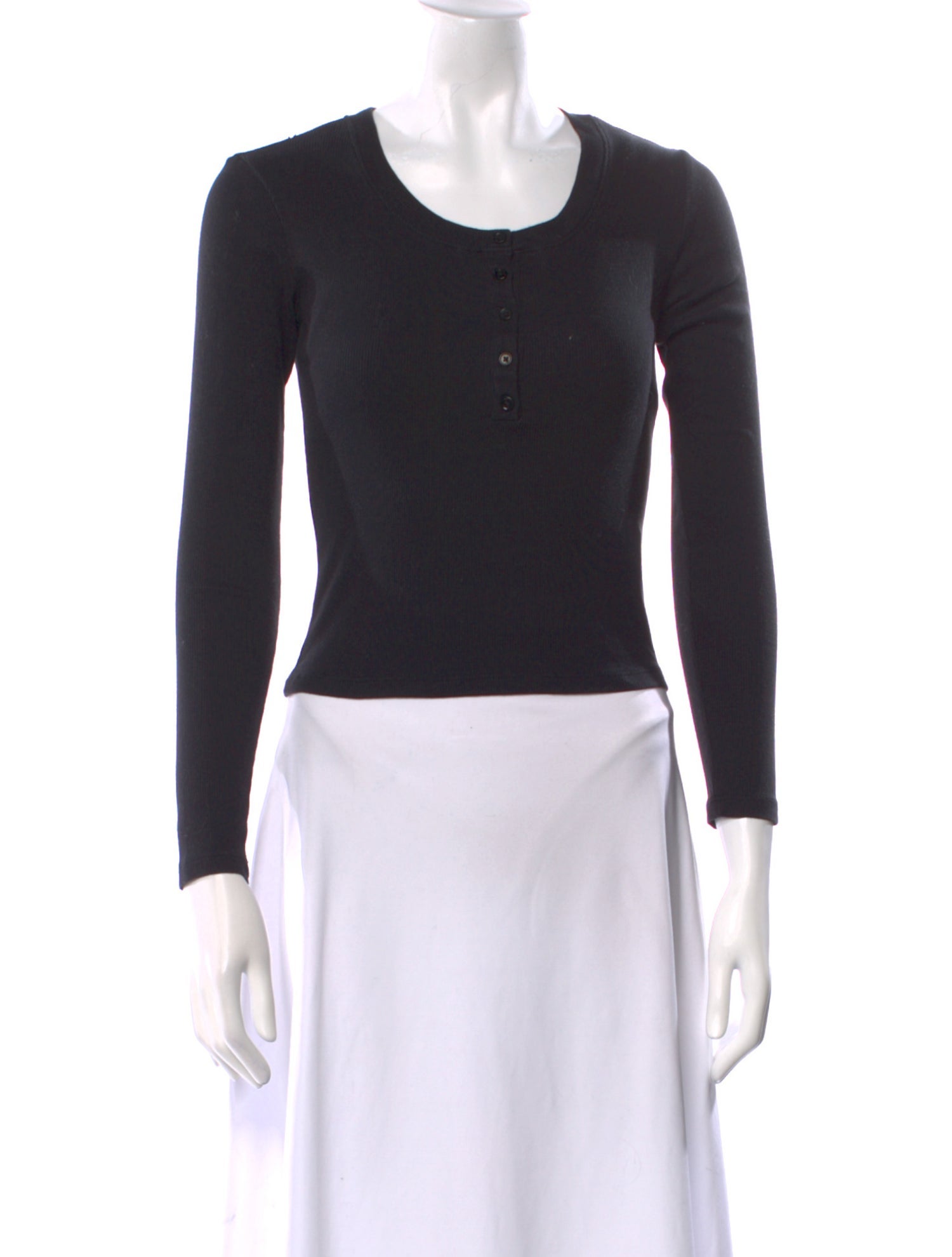 Reformation Scoop Neck Long Sleeve Crop Top