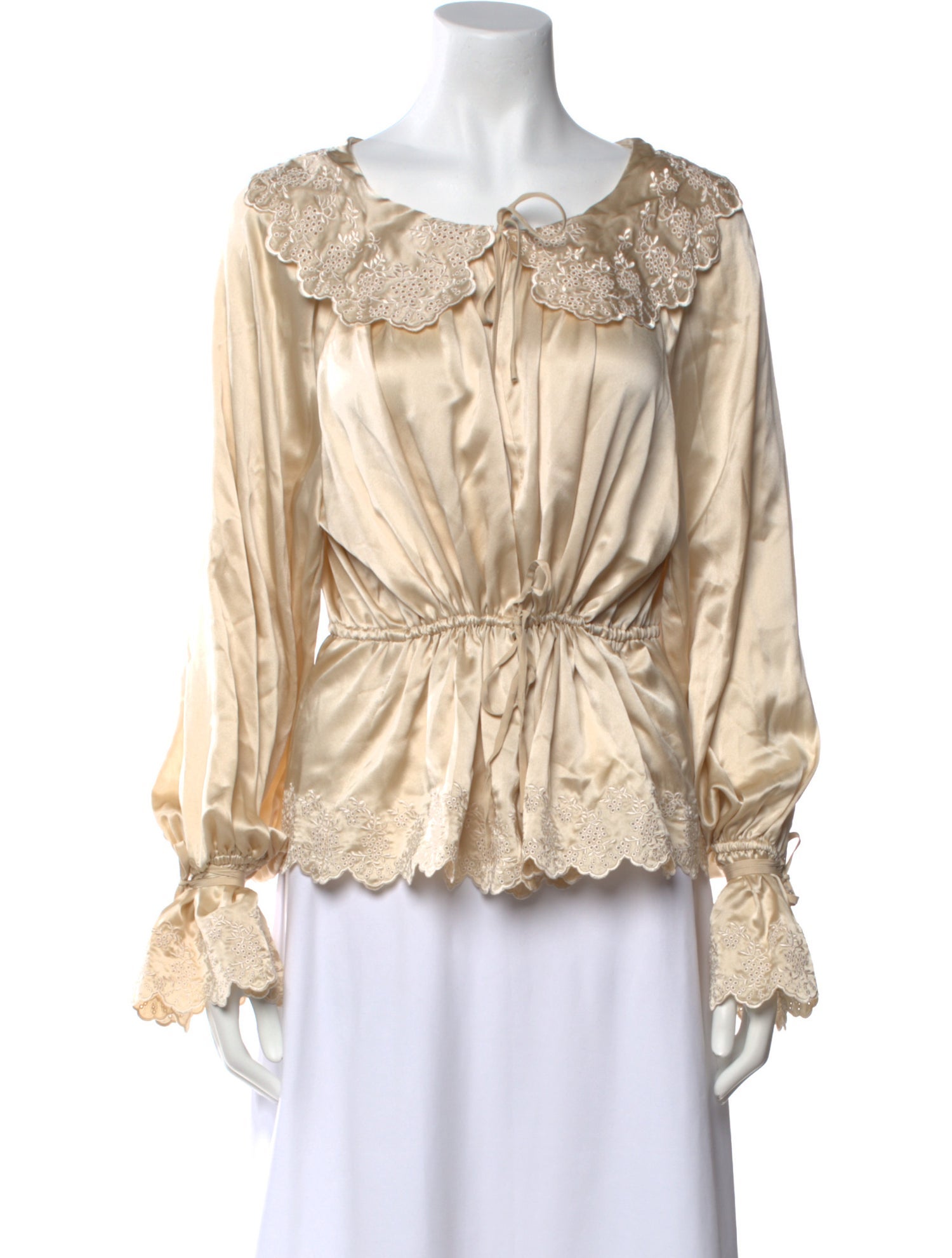 Reformation Silk Long Sleeve Polo