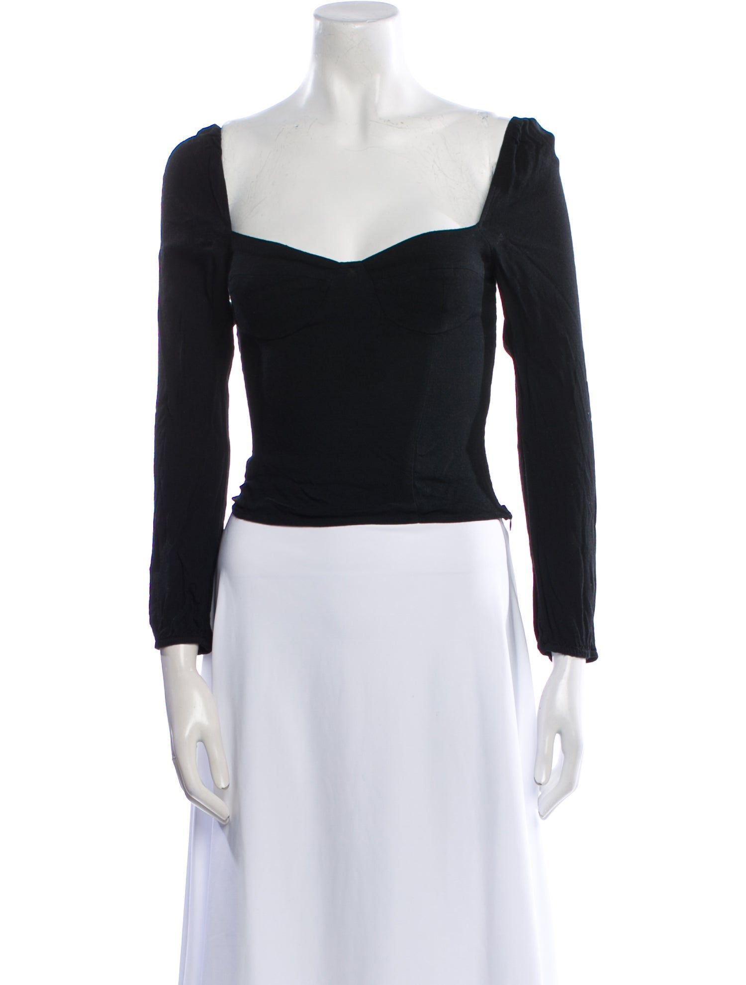 Reformation Square Neckline Long Sleeve Crop Top