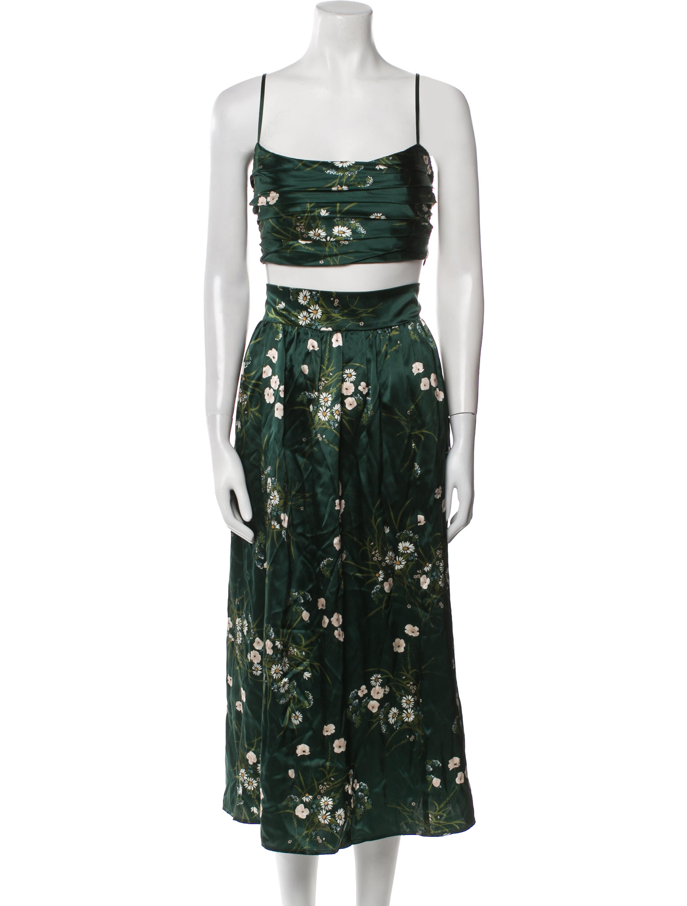 Reformation Satin Floral Print Skirt Set