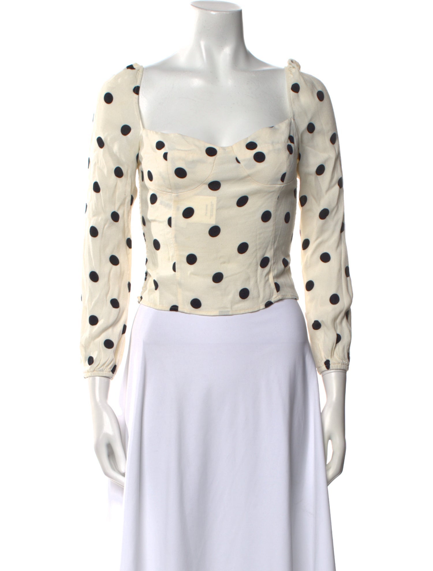 Reformation Polka Dot Print Square Neckline Crop Top