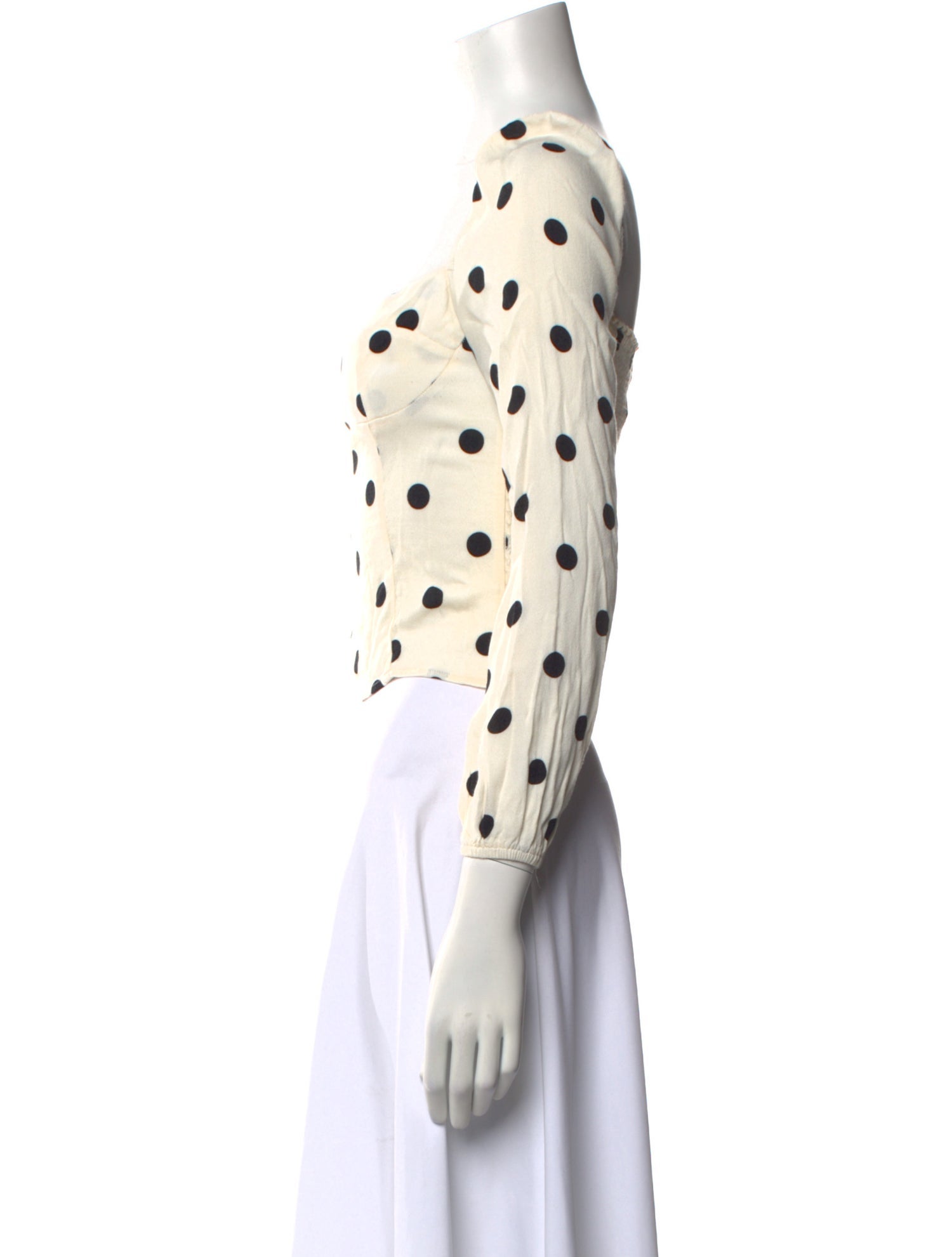 Reformation Polka Dot Print Square Neckline Crop Top