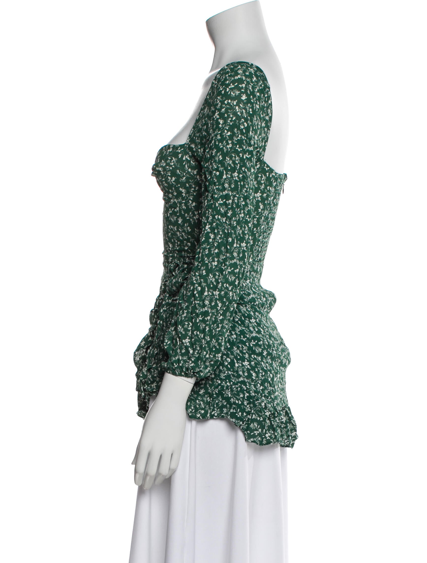 Reformation Floral Print Square Neckline Blouse