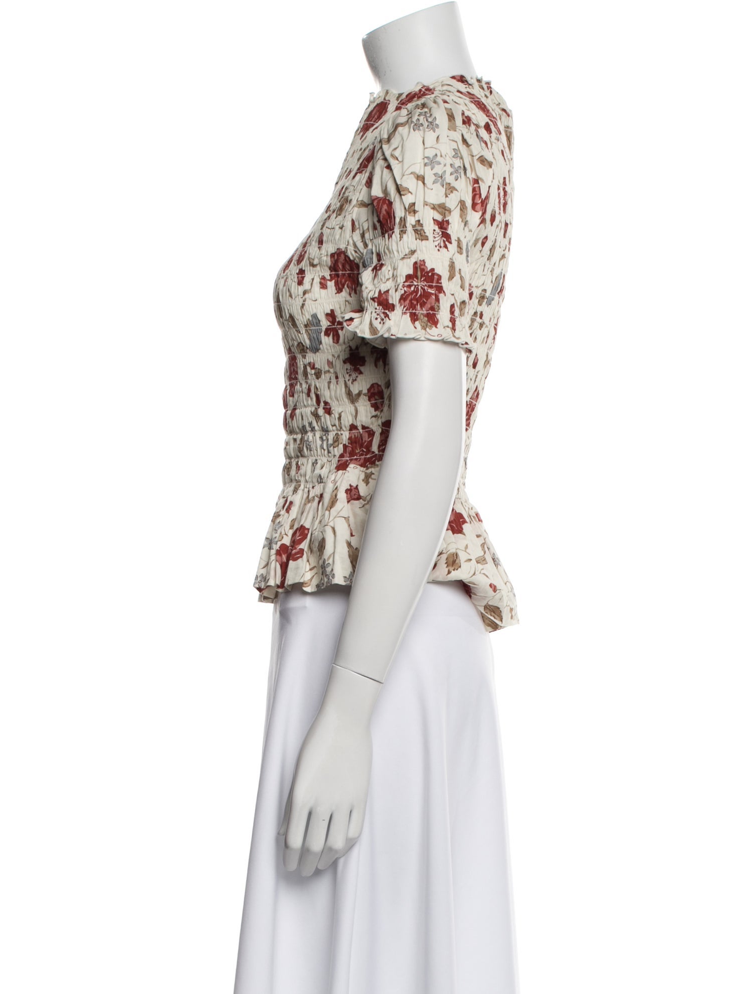 Reformation Floral Print Mock Neck Blouse