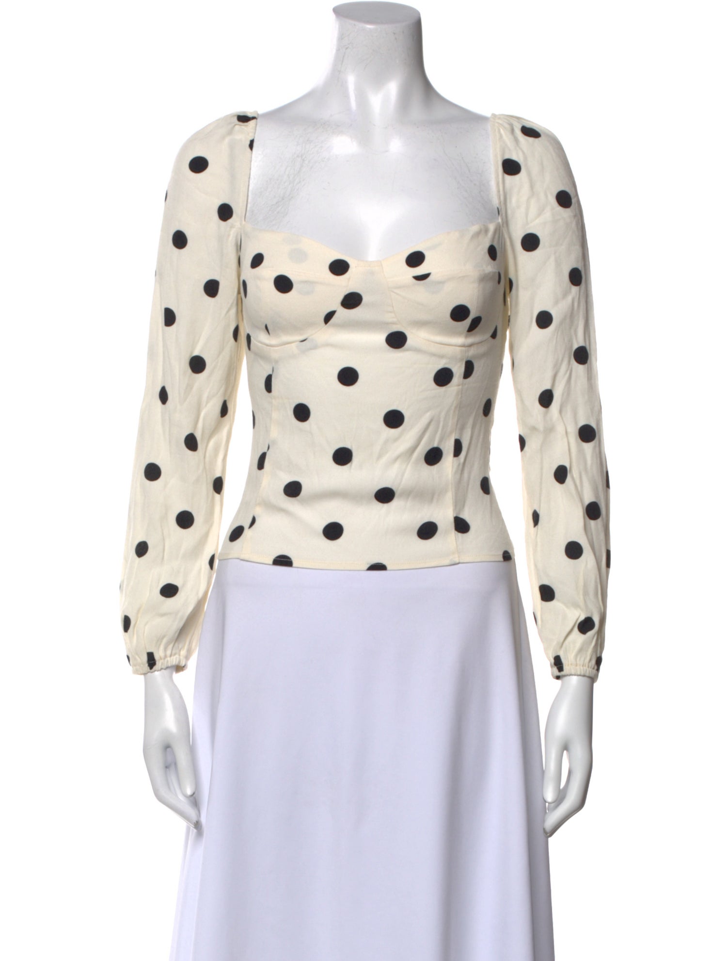 Reformation Polka Dot Print Square Neckline Crop Top