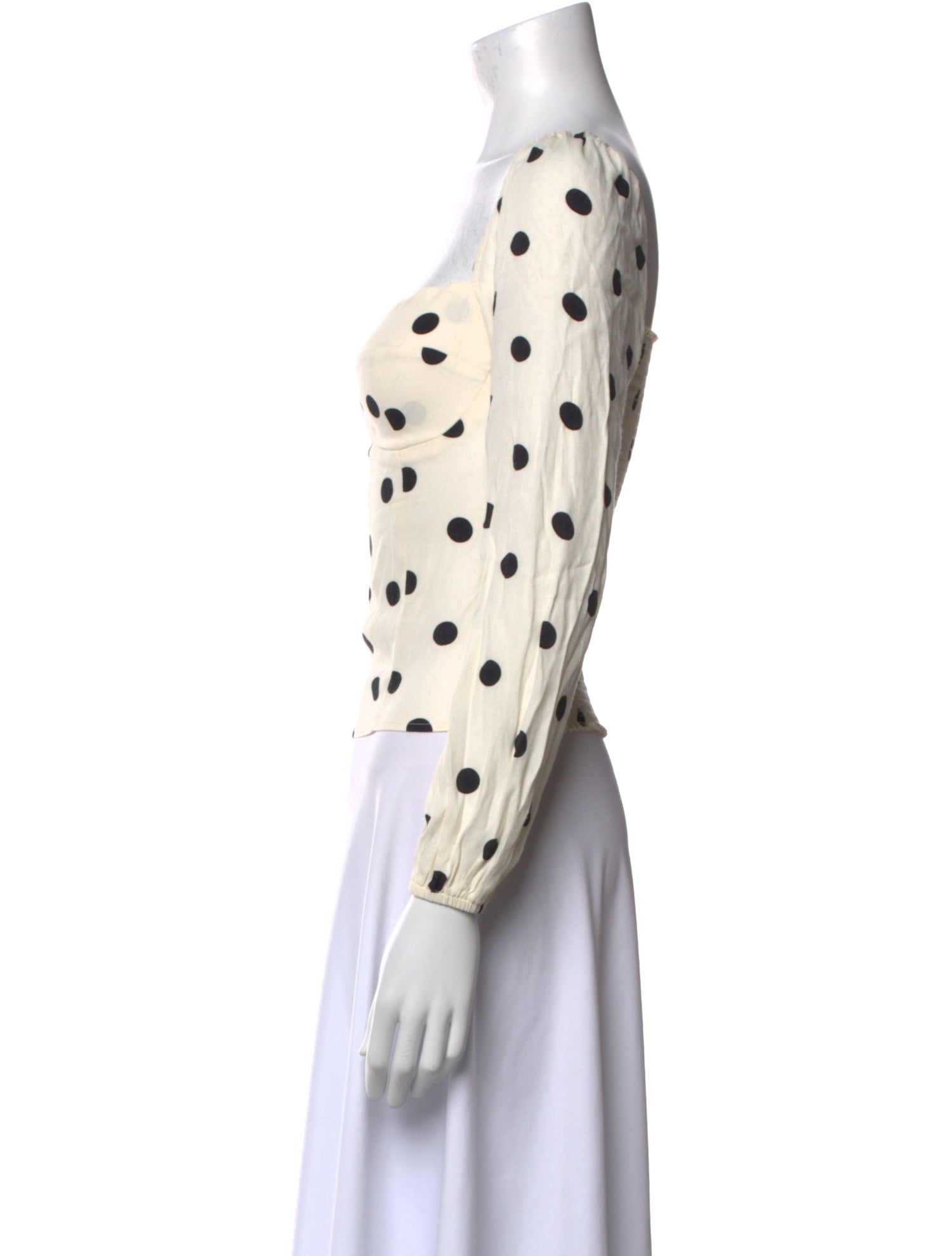 Reformation Polka Dot Print Square Neckline Crop Top