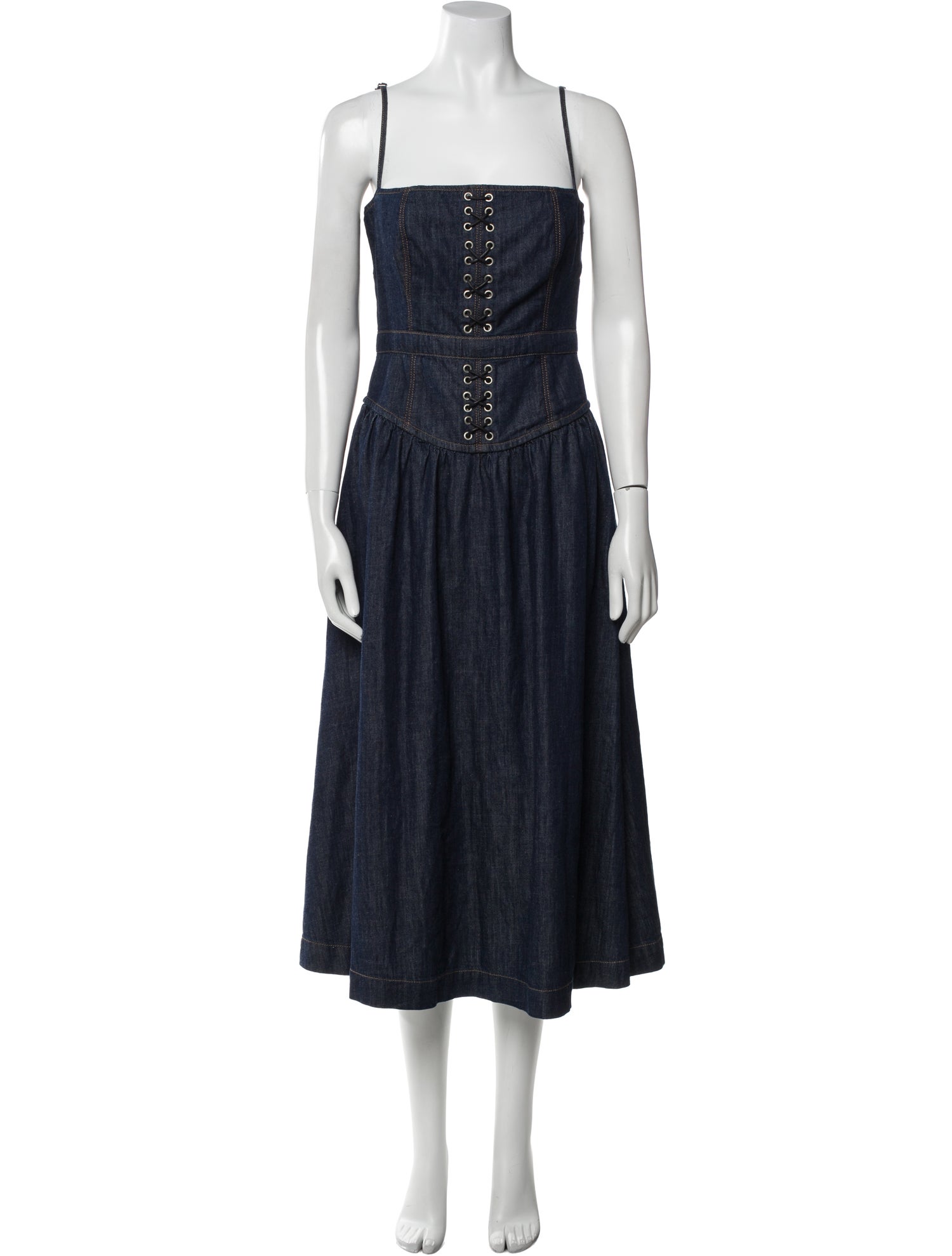 Reformation Square Neckline Midi Length Dress