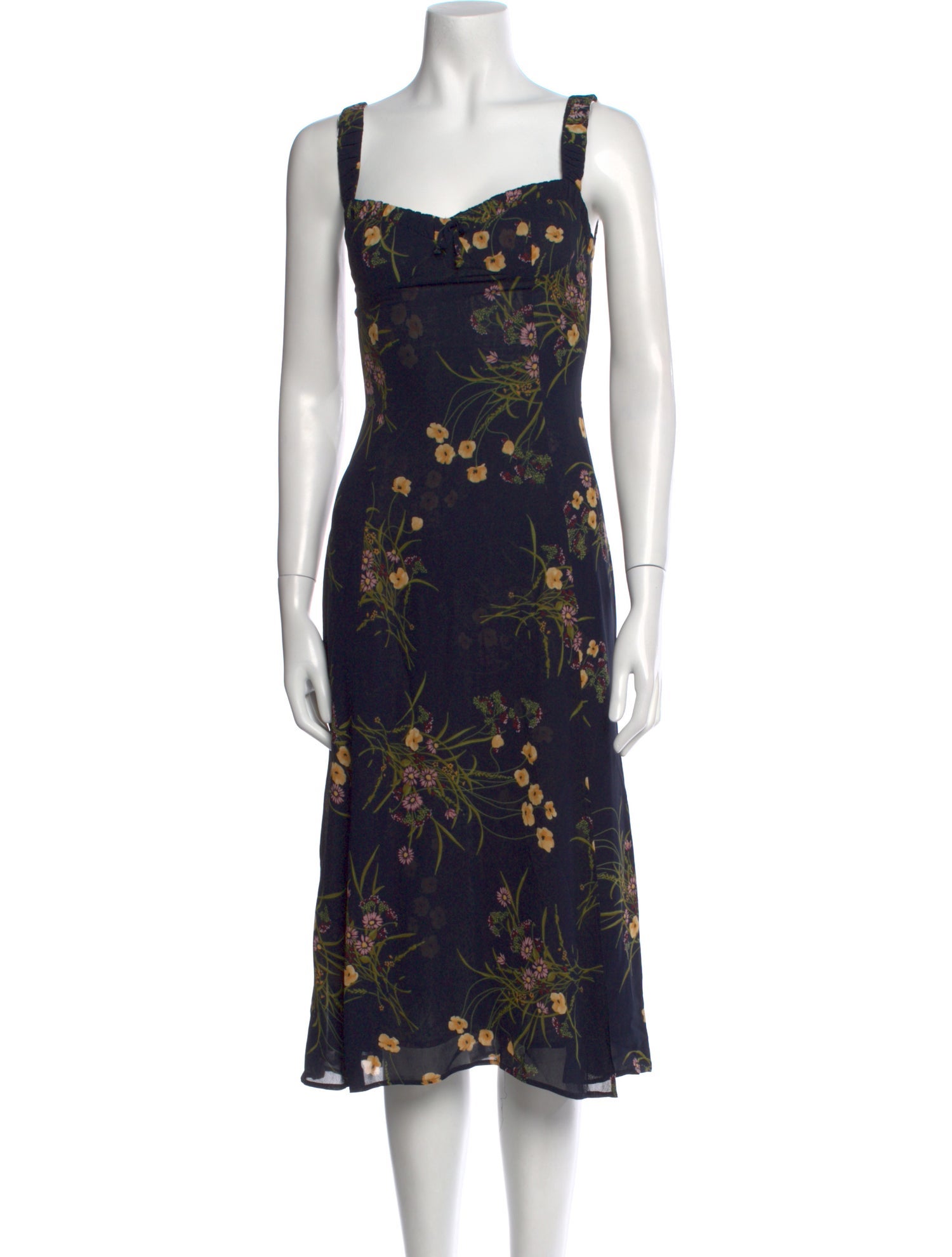Reformation Floral Print Midi Length Dress