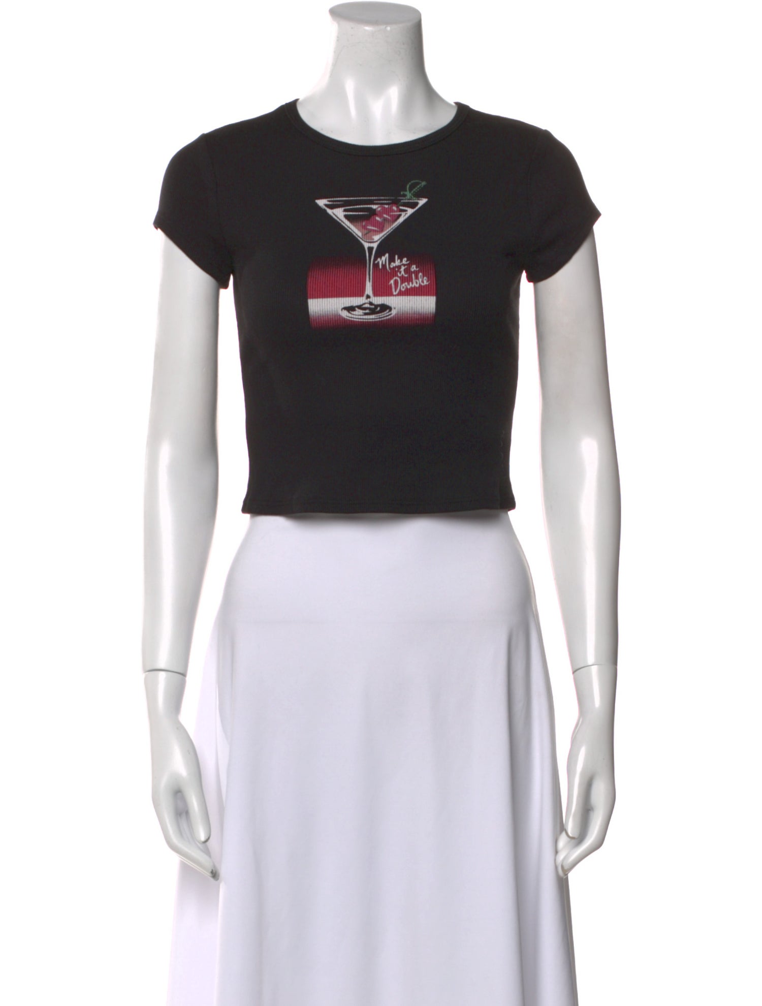 Reformation Graphic Print Crew Neck Crop Top