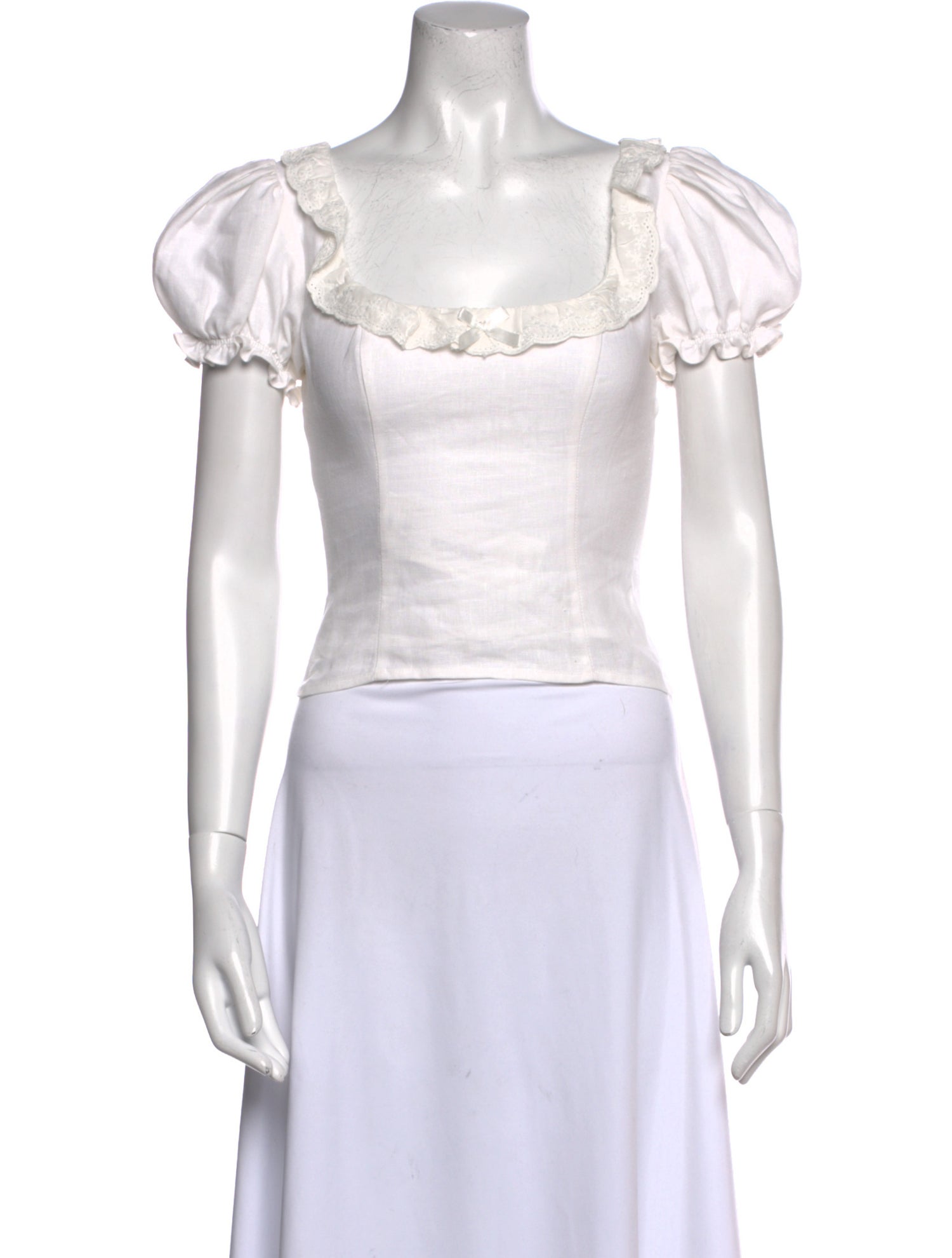 Reformation Linen Square Neckline Crop Top