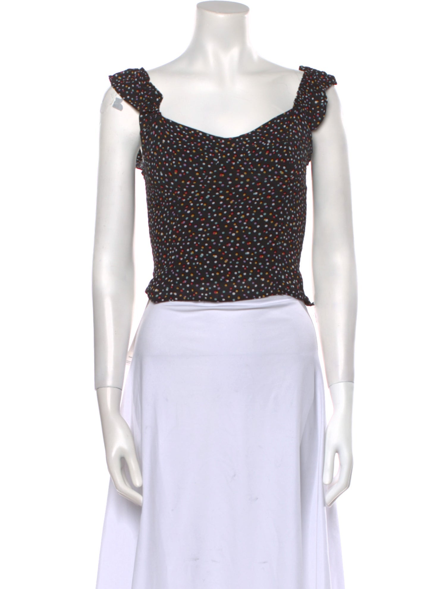 Reformation Polka Dot Print Square Neckline Crop Top