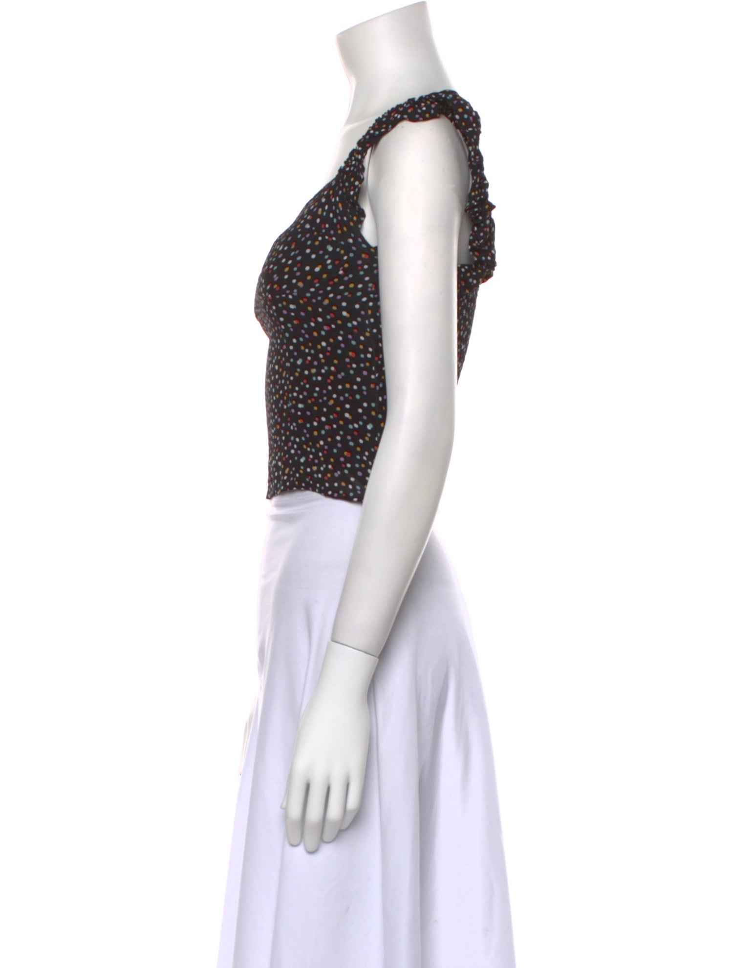 Reformation Polka Dot Print Square Neckline Crop Top