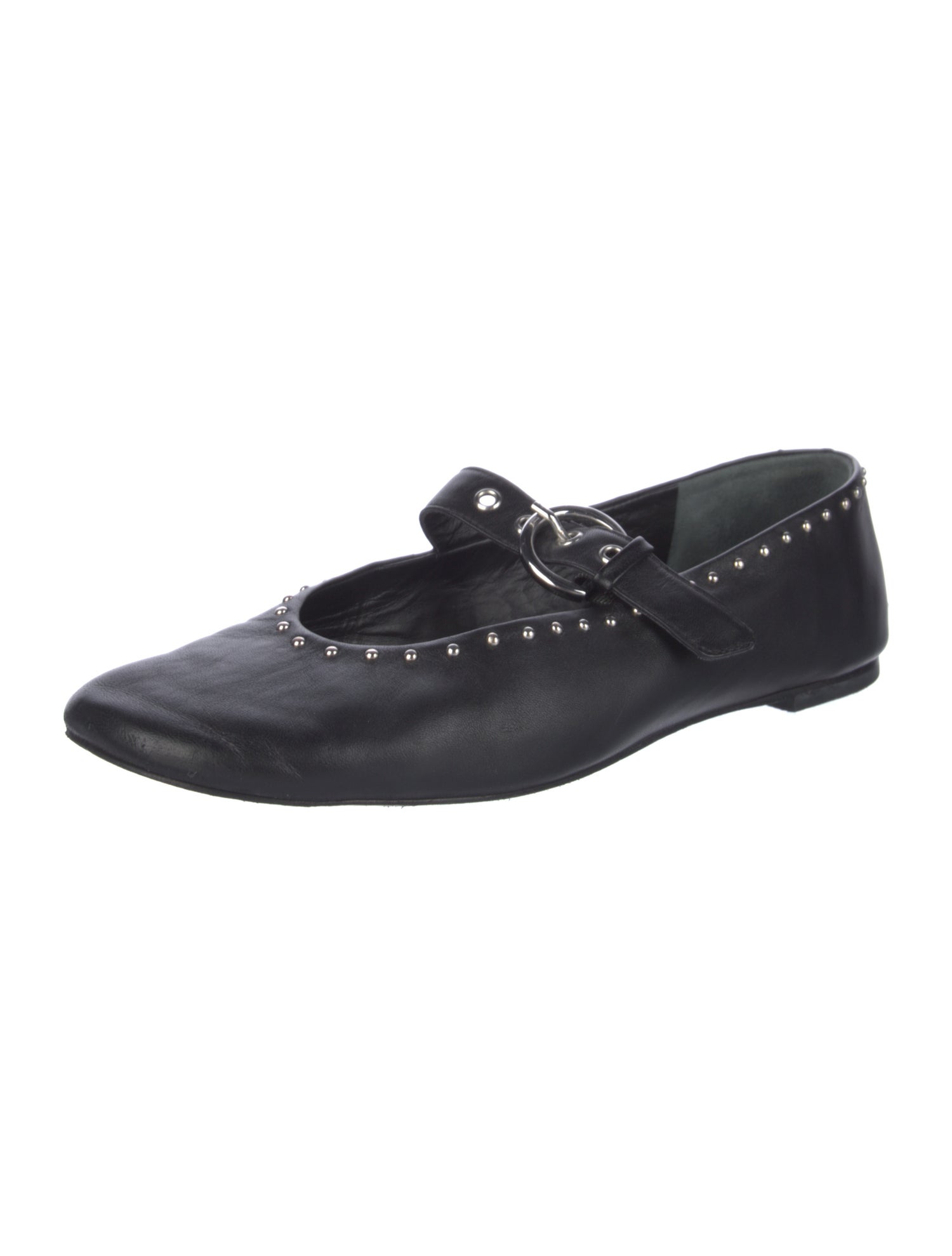 Reformation Leather Studded Accents Mary Jane Flats