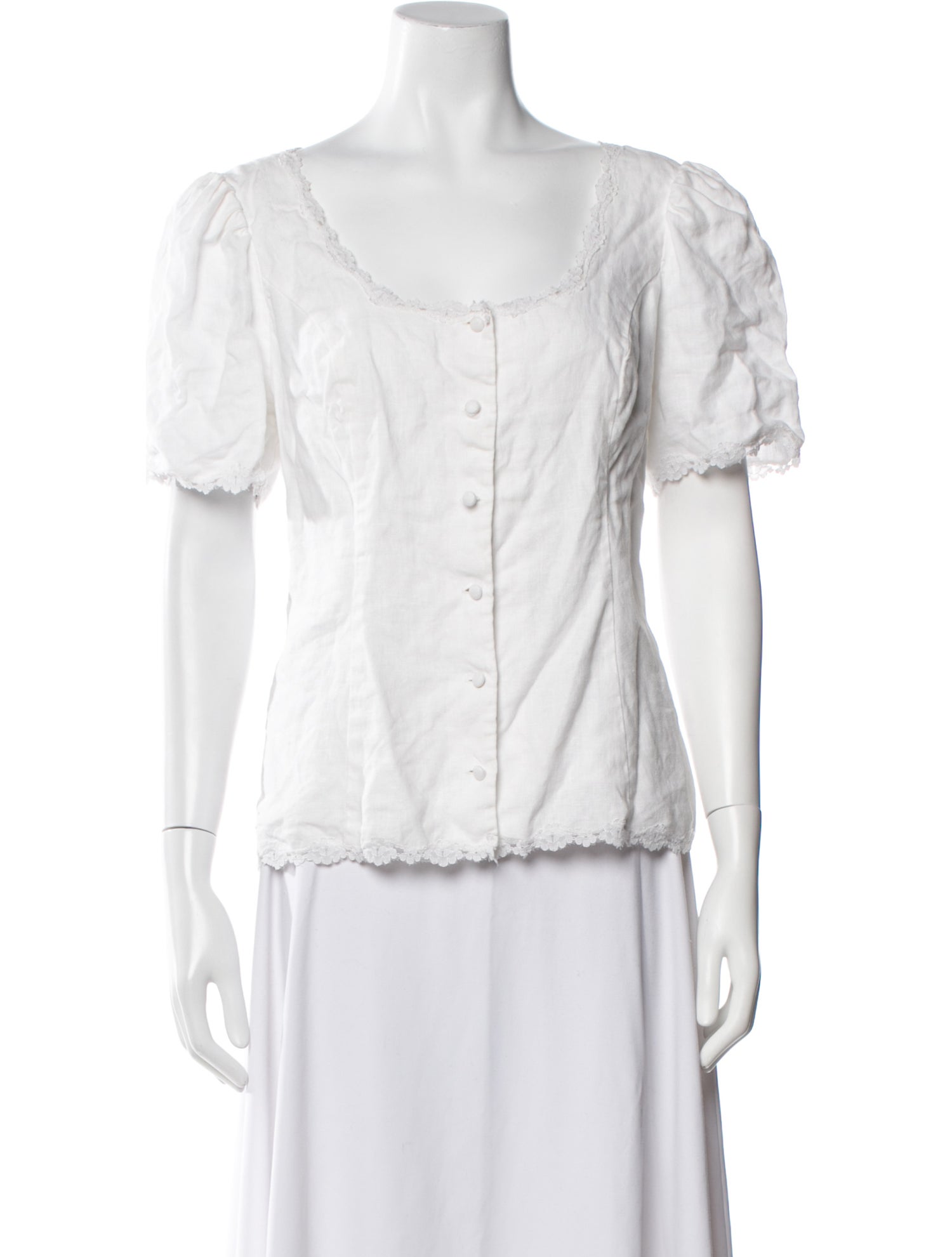 Reformation Linen Scoop Neck Button-Up Top