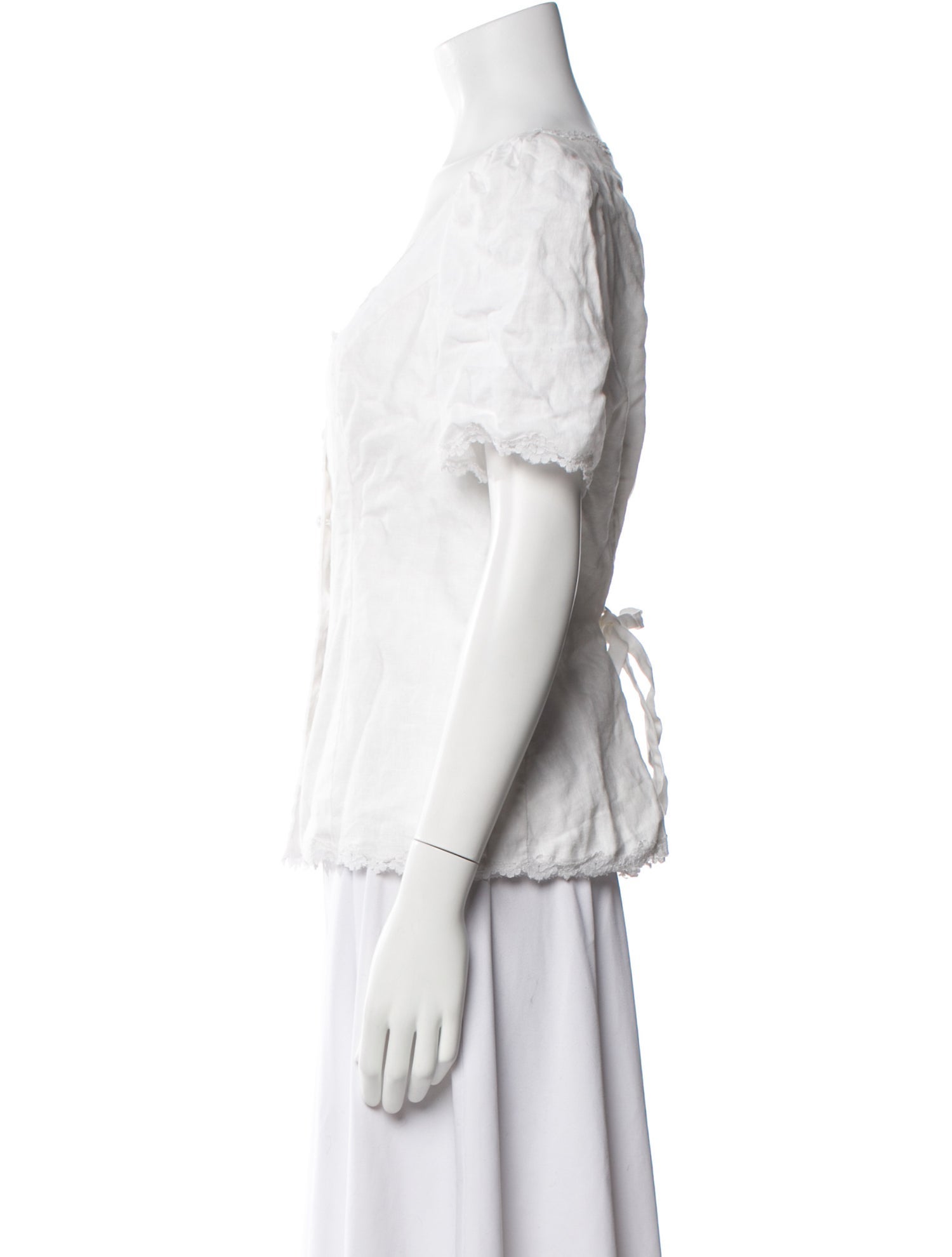 Reformation Linen Scoop Neck Button-Up Top