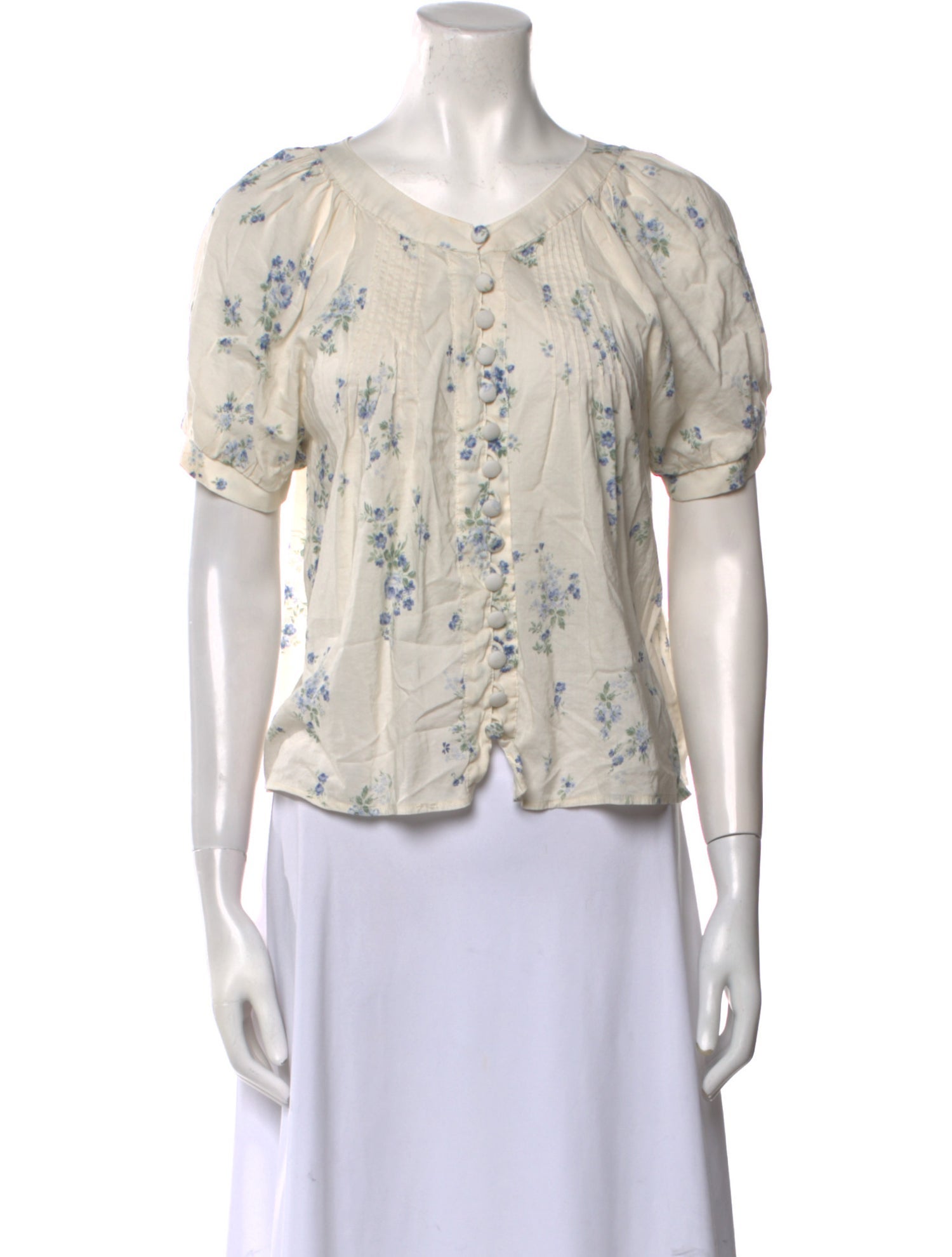 Reformation Floral Print Scoop Neck Crop Top