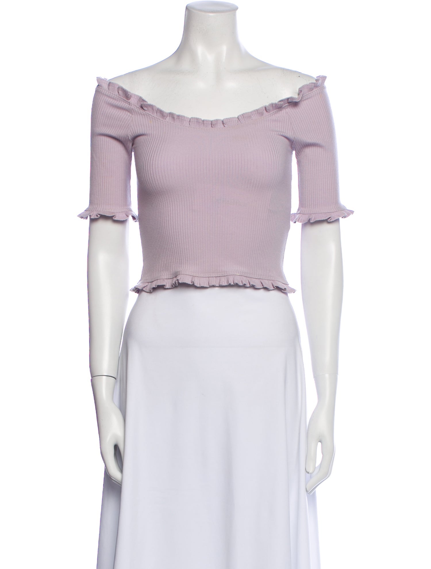 Reformation Off-The-Shoulder Short Sleeve Crop Top