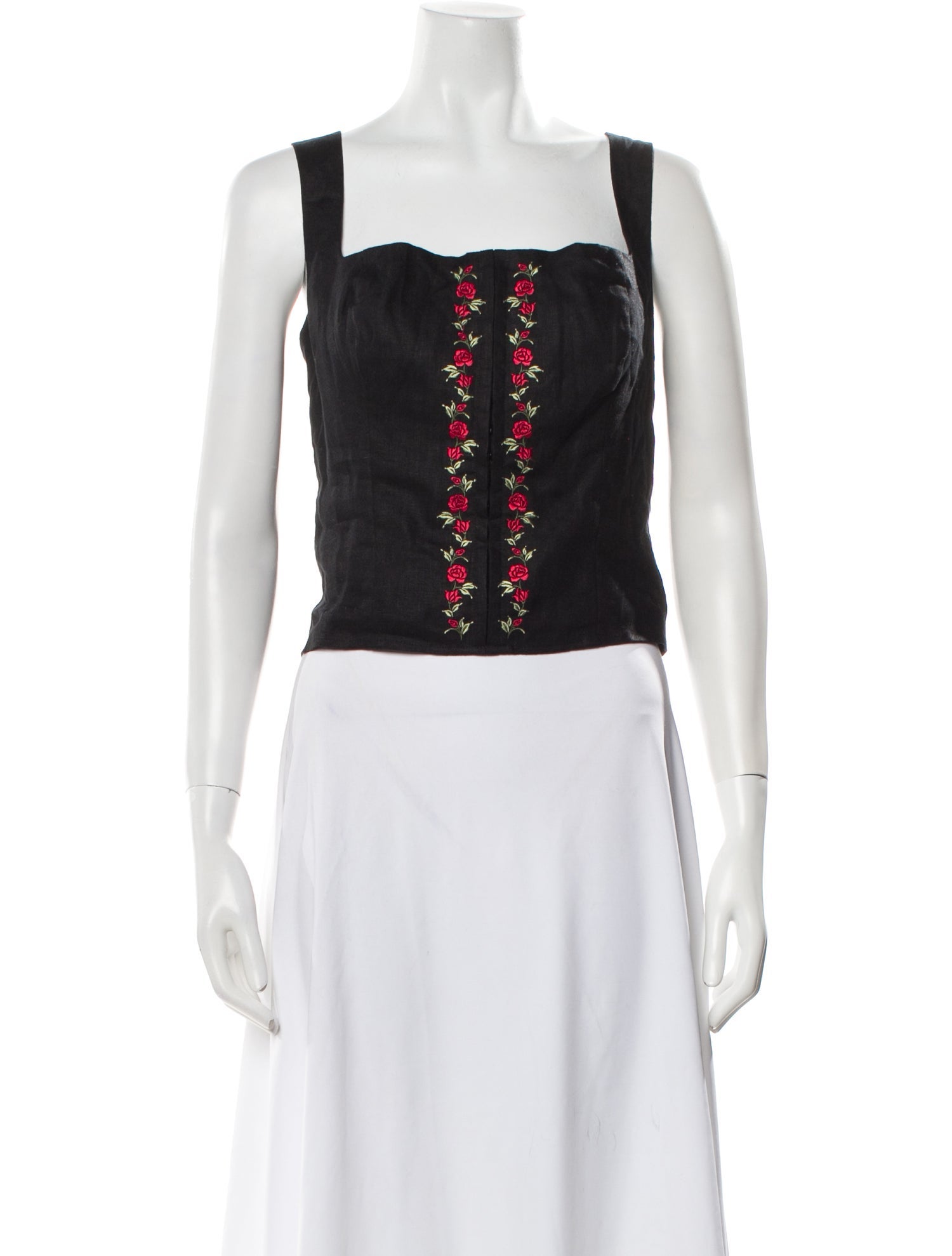 Reformation Linen Square Neckline Crop Top