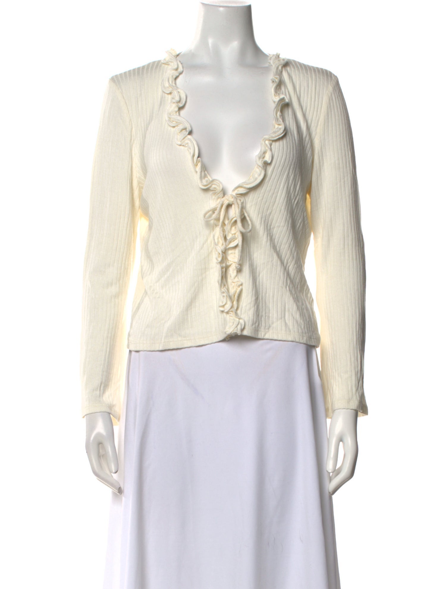 Reformation V-Neck Long Sleeve Blouse