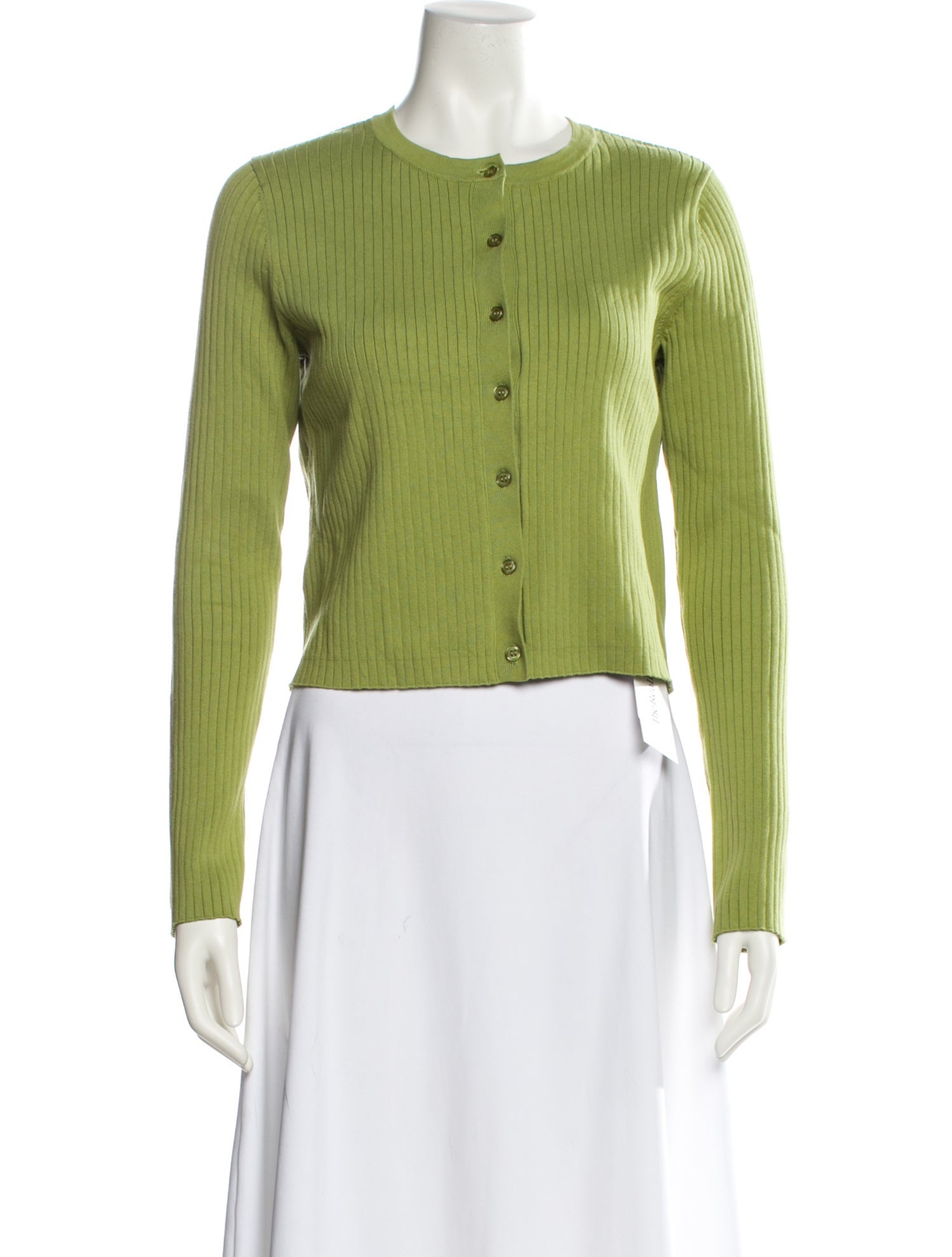 Reformation Crew Neck Long Sleeve Button-Up Top