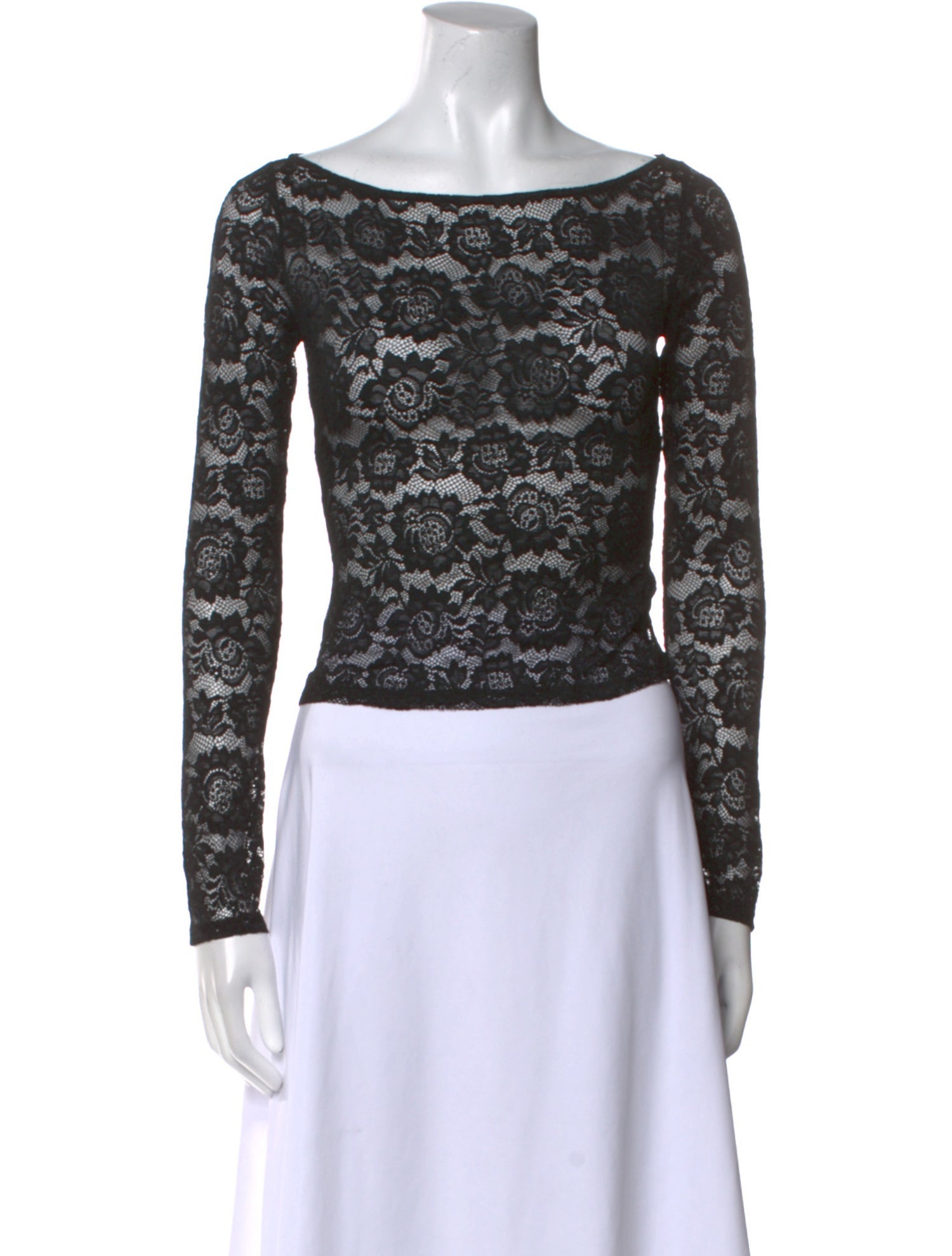 Reformation Lace Pattern Bateau Neckline Crop Top