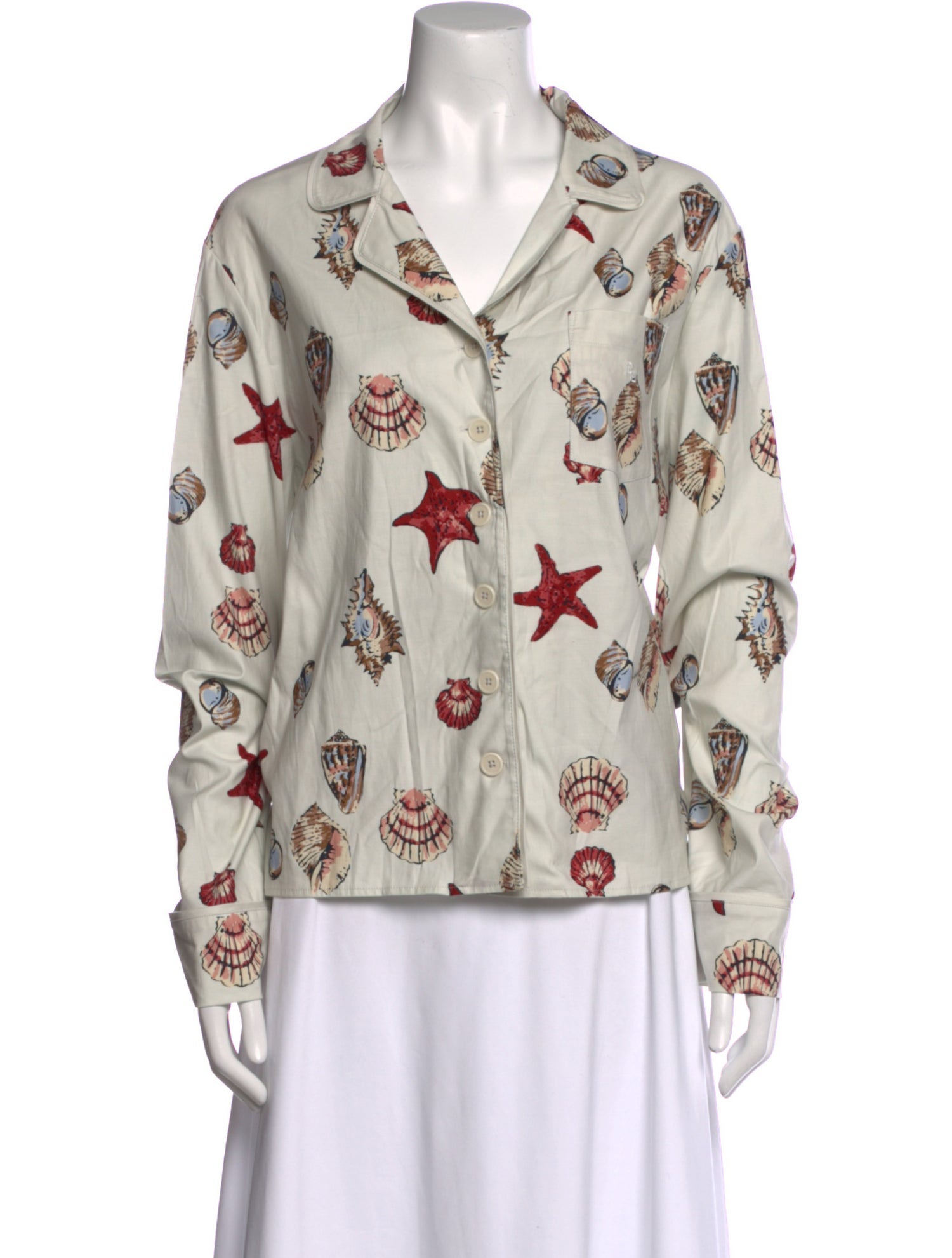 Reformation Printed Long Sleeve Button-Up Top w/ Tags