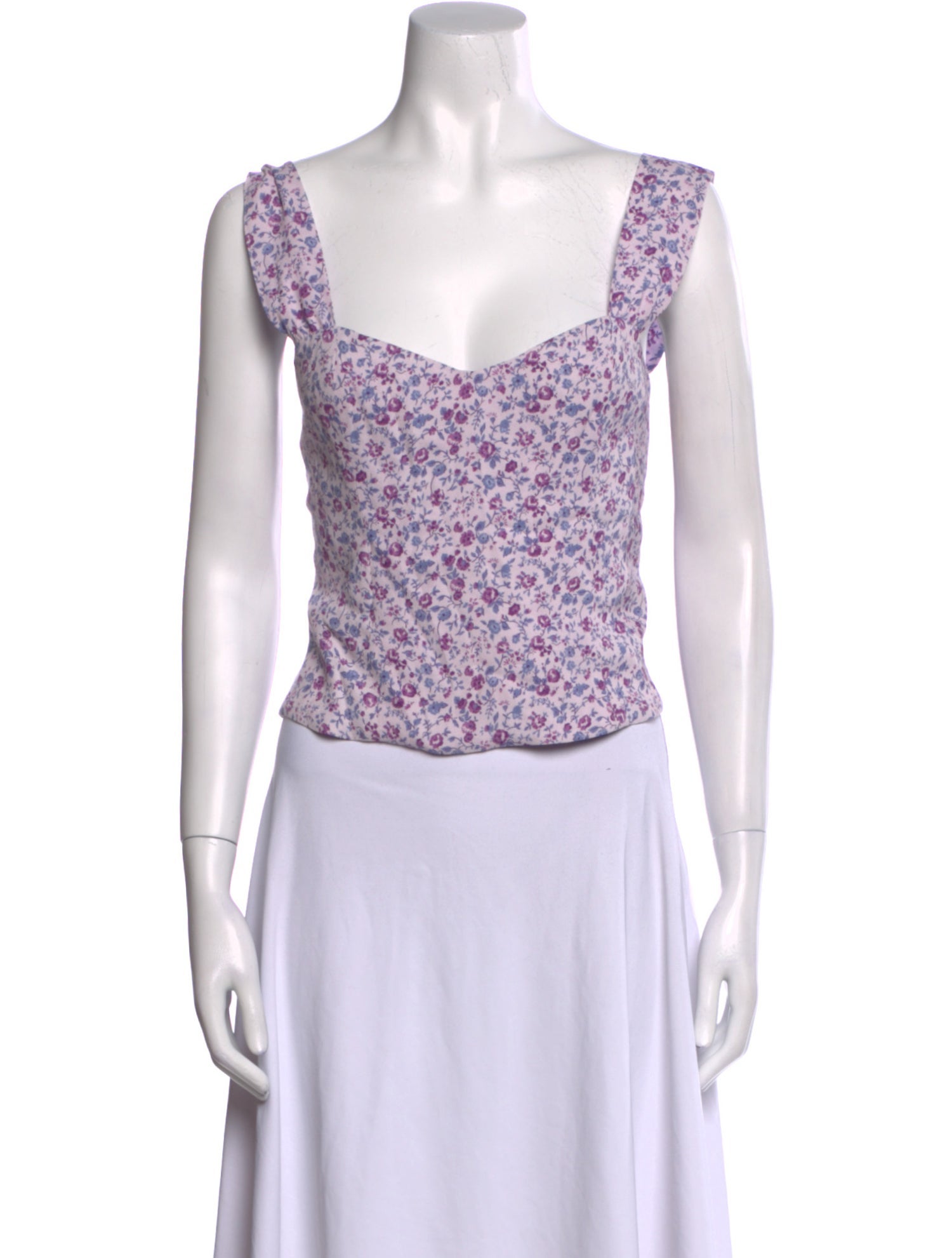 Reformation Floral Print Square Neckline Crop Top
