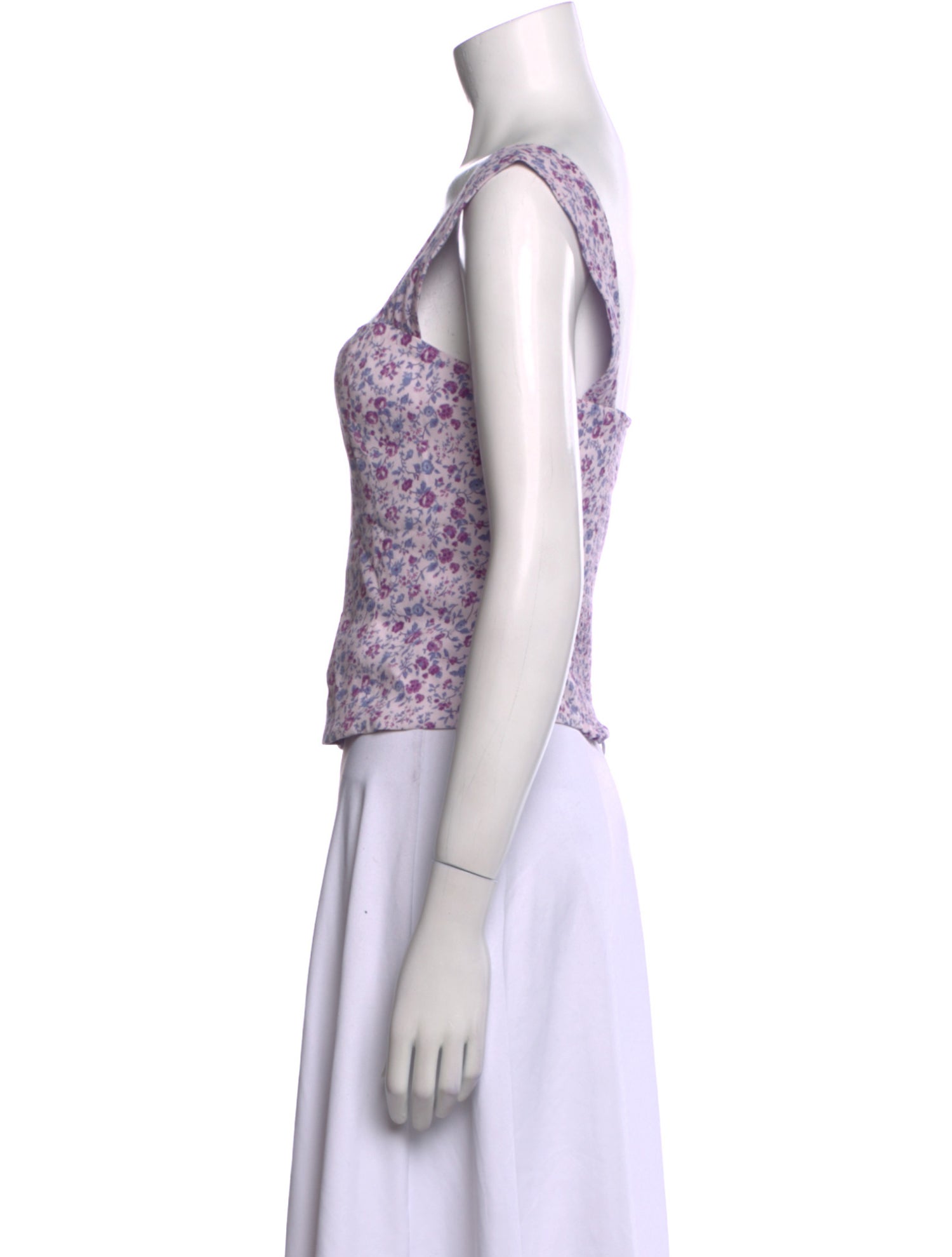 Reformation Floral Print Square Neckline Crop Top