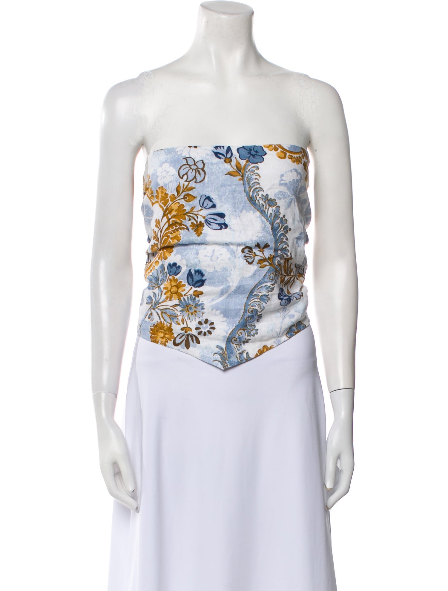 Reformation Linen Floral Print Crop Top