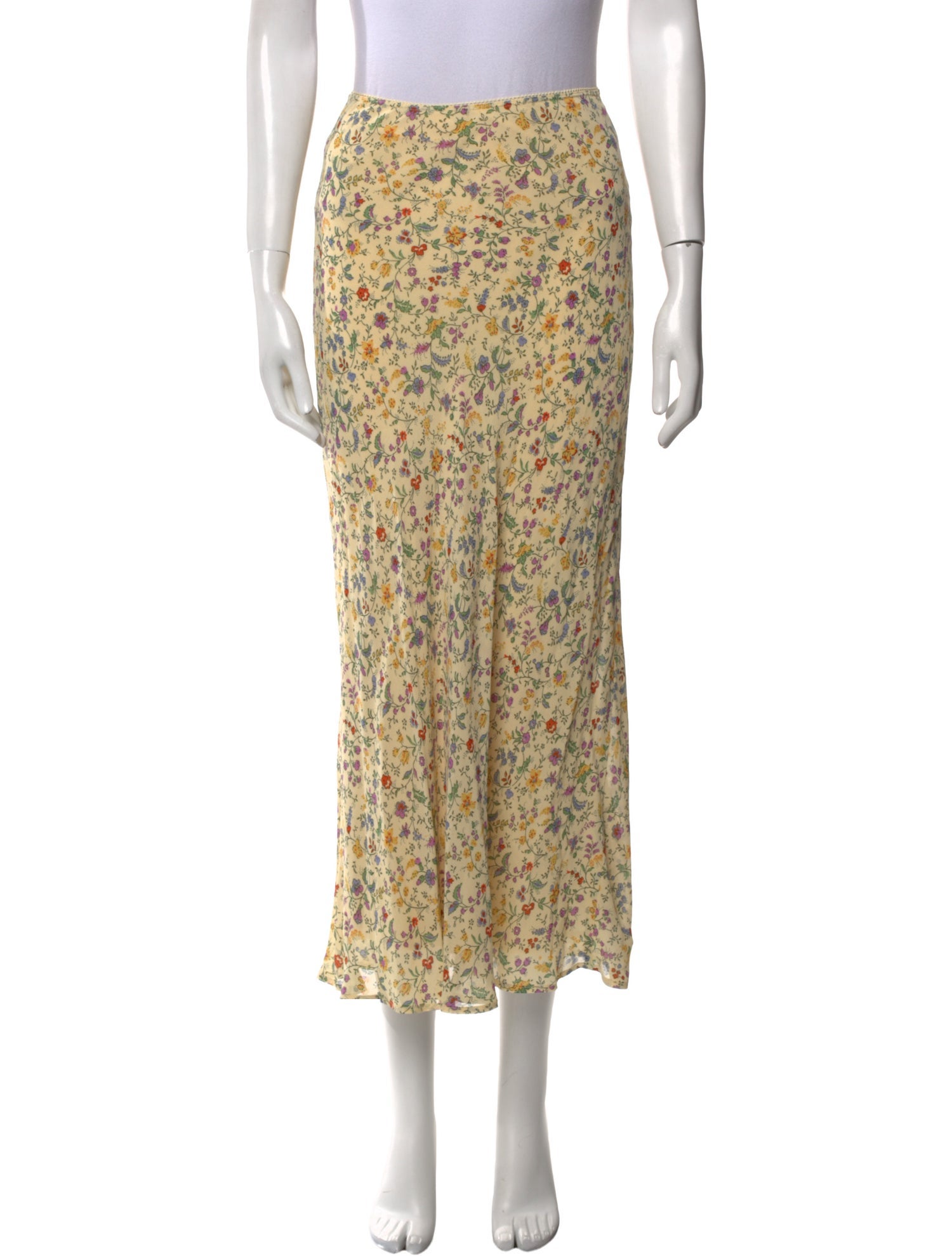 Reformation Floral Print Midi Length Skirt