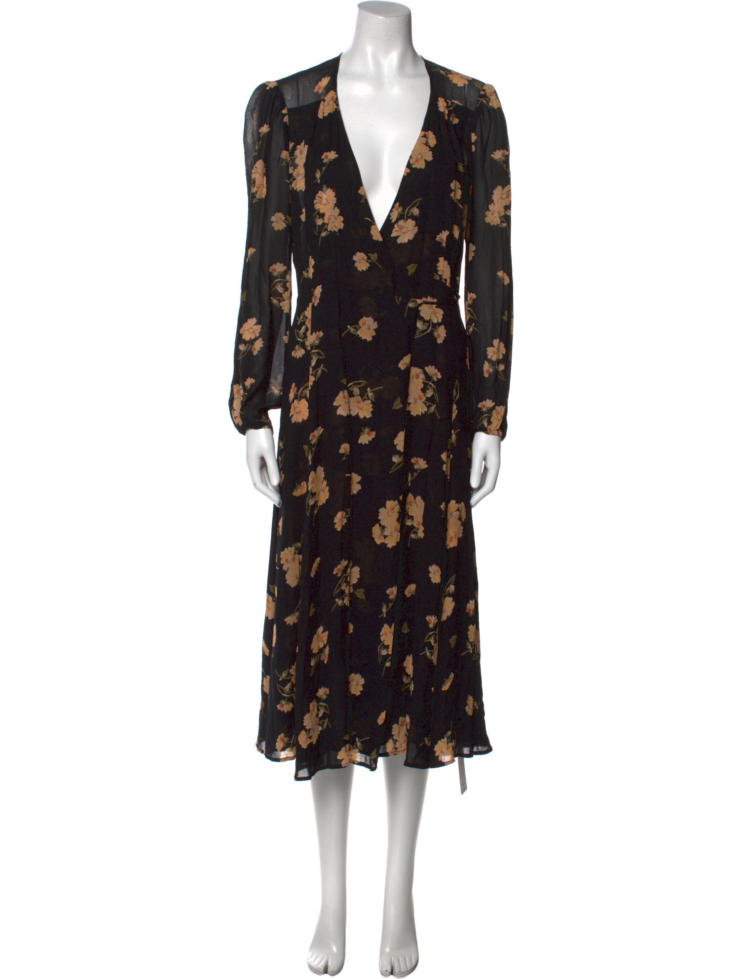 Reformation Floral Print Midi Length Dress