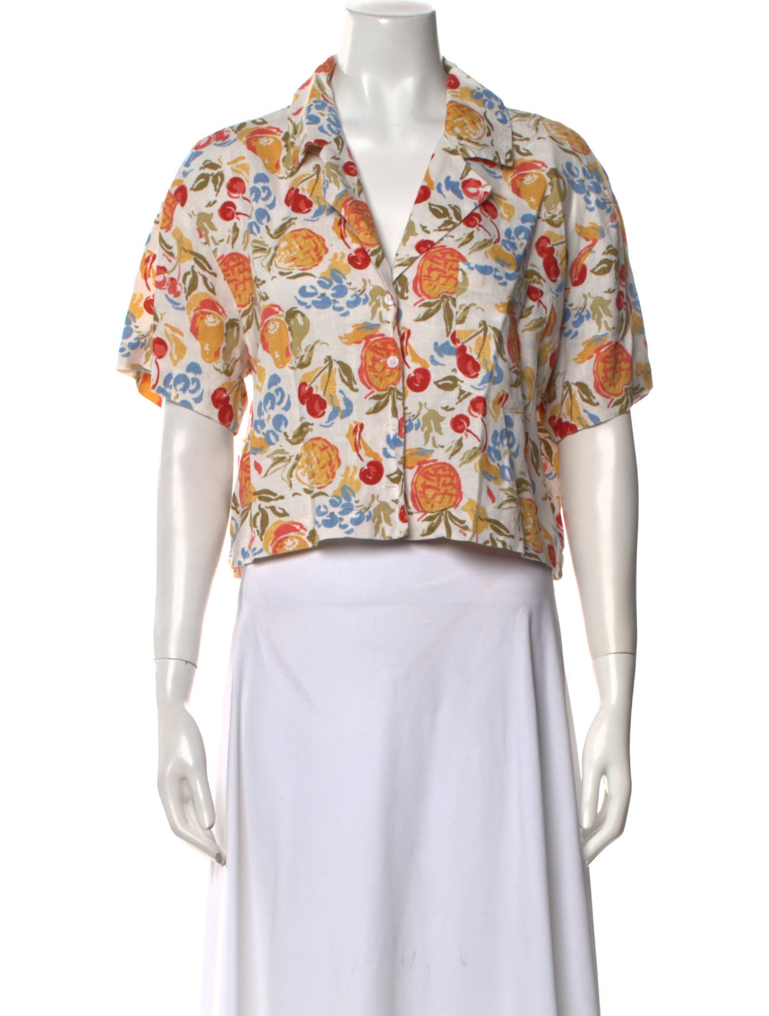 Reformation Linen Floral Print Crop Top