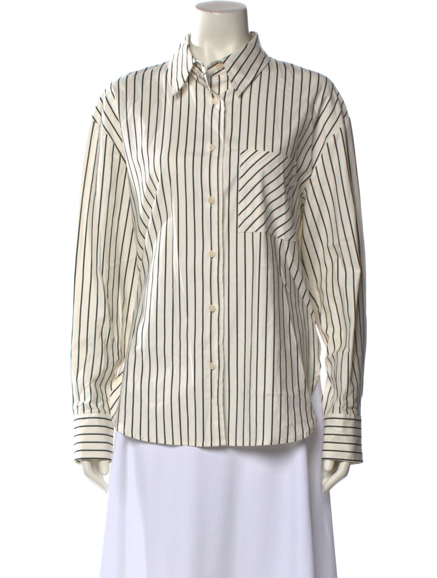 Reformation Striped Long Sleeve Button-Up Top