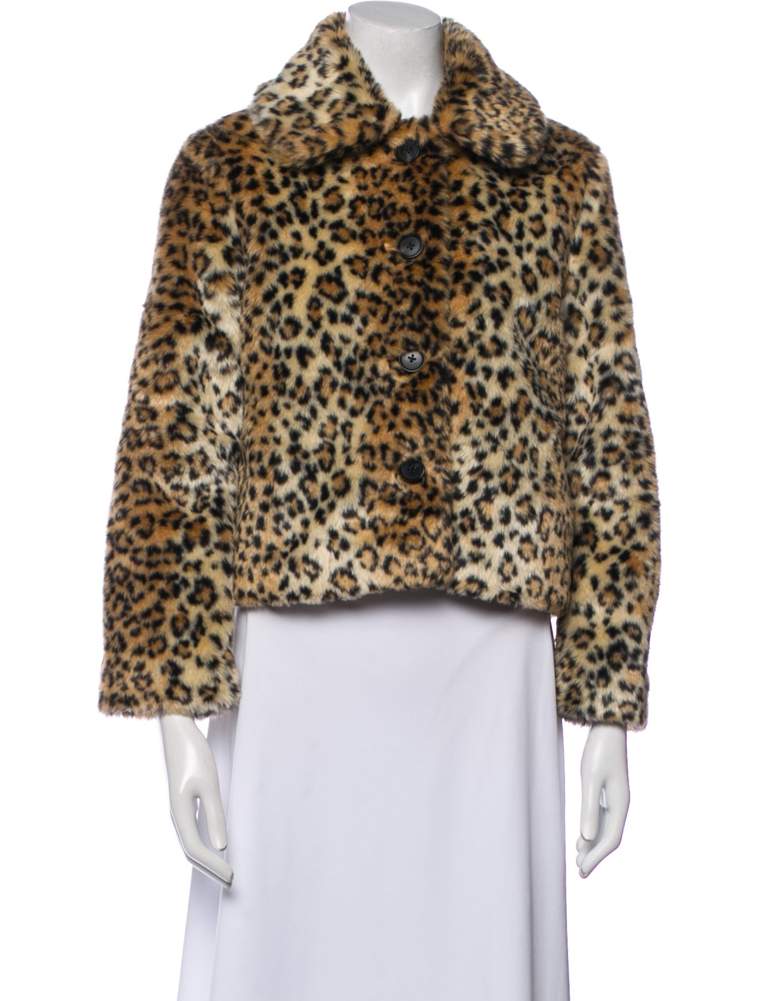 Reformation Linen Animal Print Faux Fur Jacket