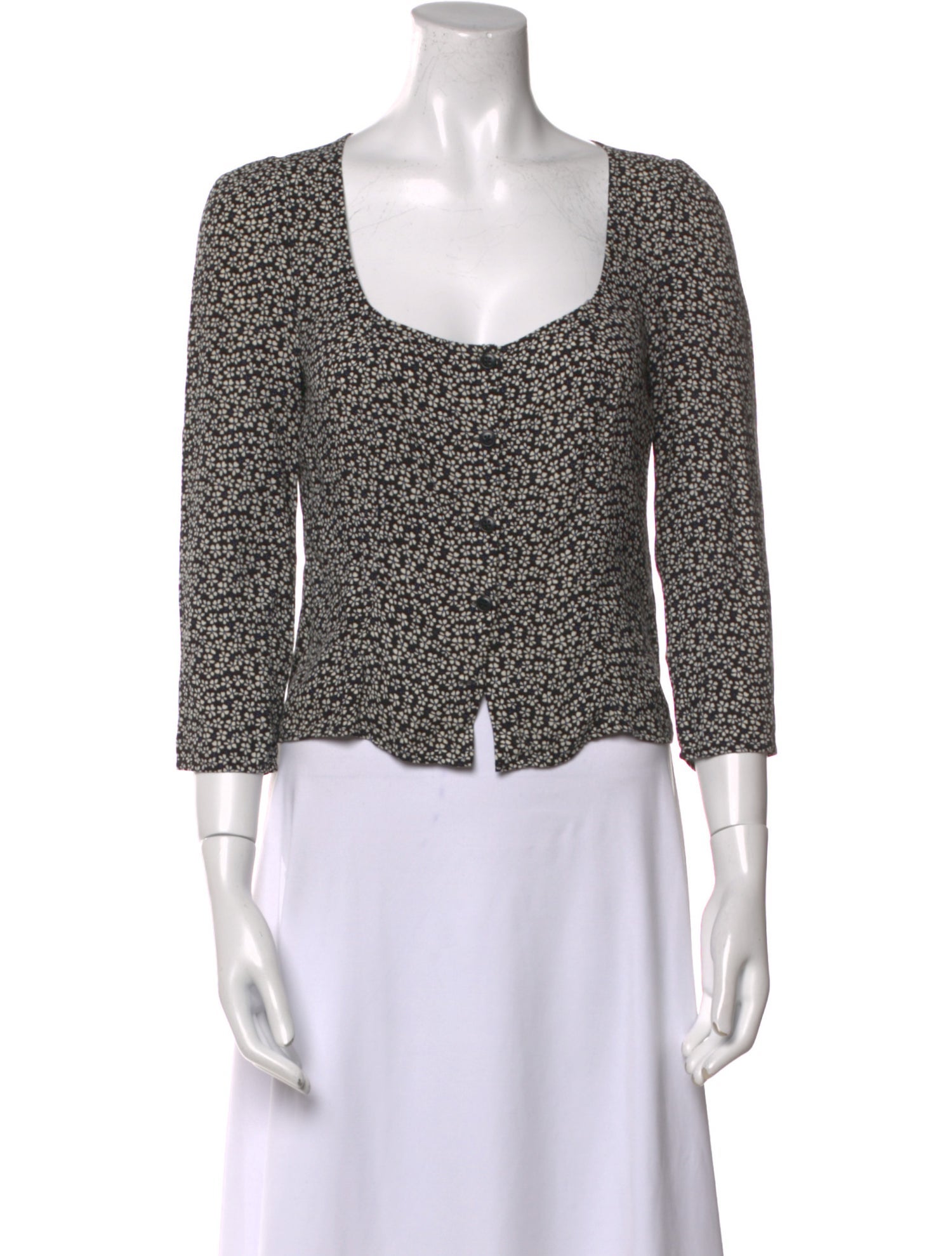 Reformation Floral Print Scoop Neck Crop Top