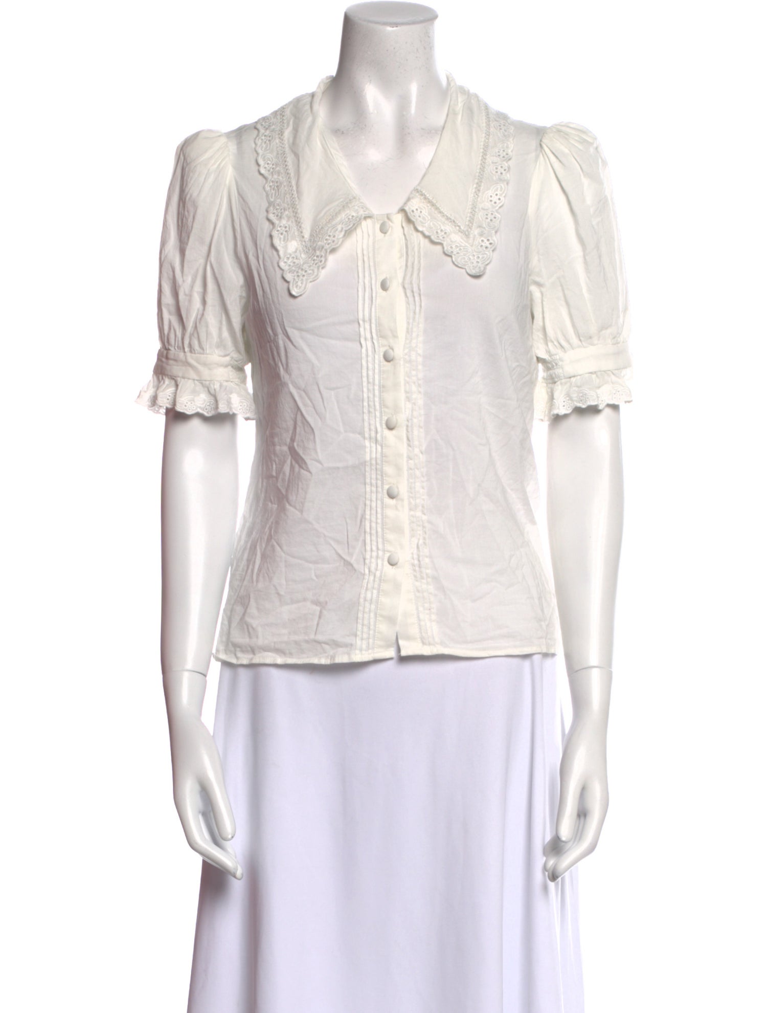 Reformation V-Neck Short Sleeve Button-Up Top