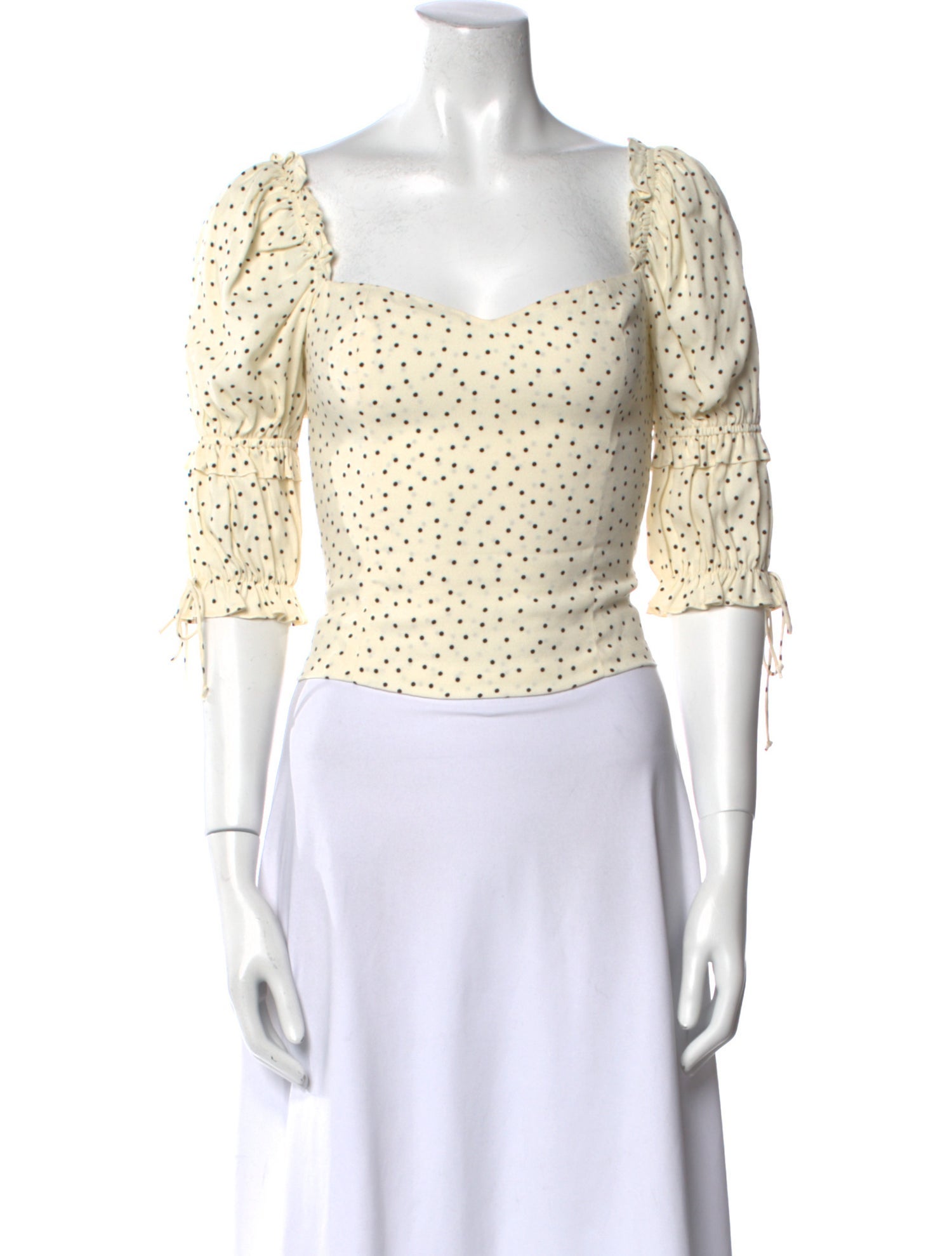 Reformation Polka Dot Print Square Neckline Crop Top