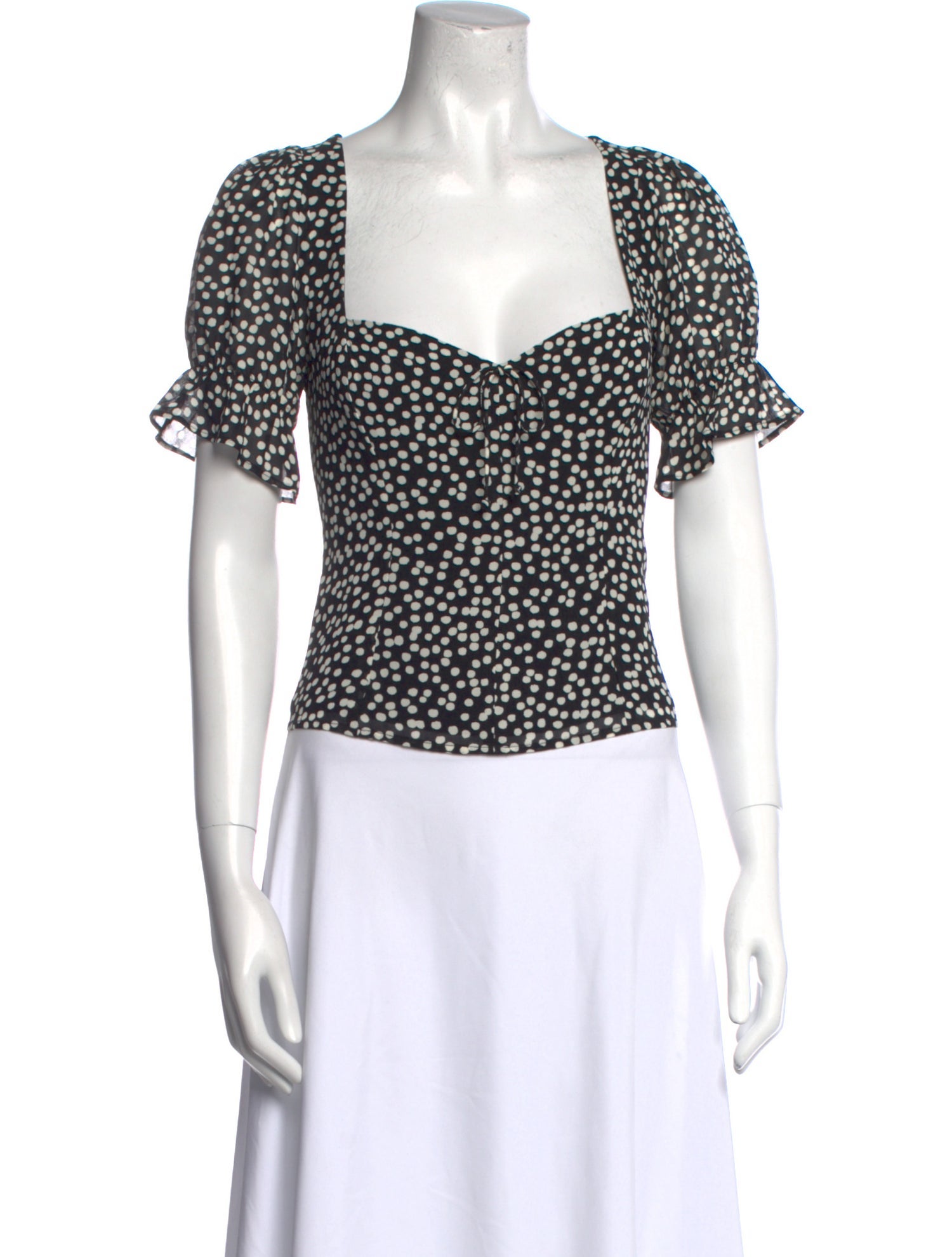Reformation Polka Dot Print Square Neckline Crop Top