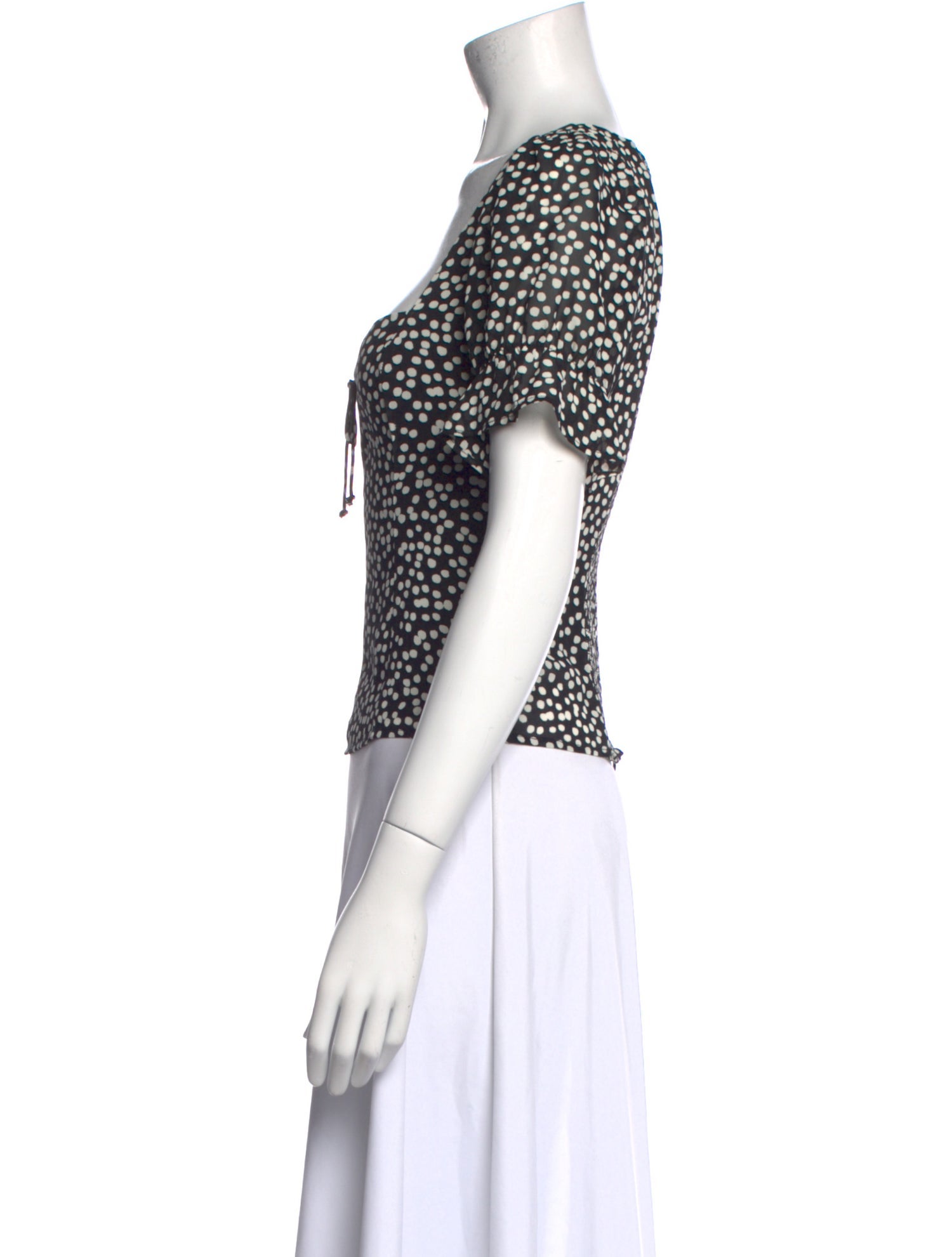 Reformation Polka Dot Print Square Neckline Crop Top