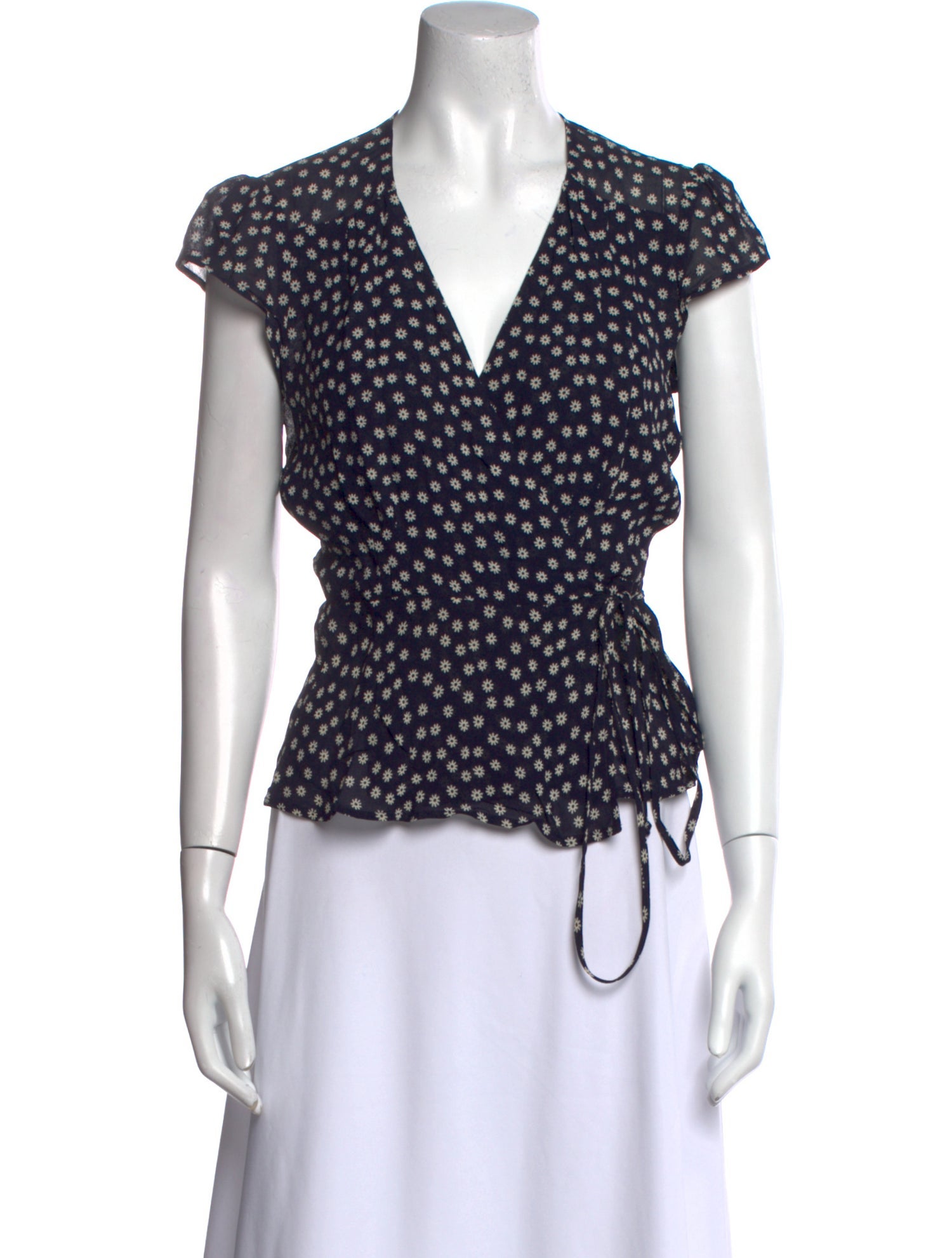 Reformation Floral Print V-Neck Blouse