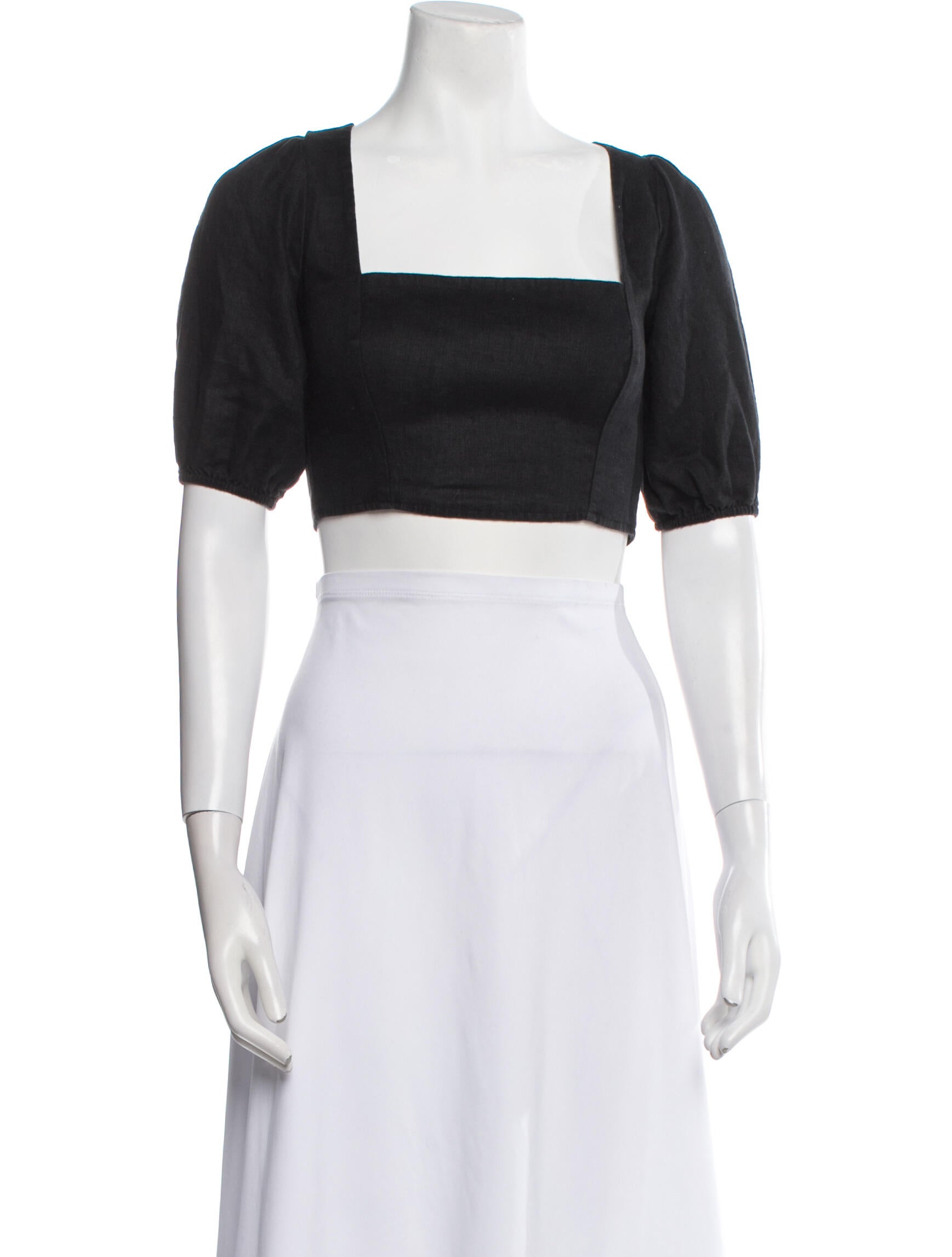 Reformation Linen Square Neckline Crop Top