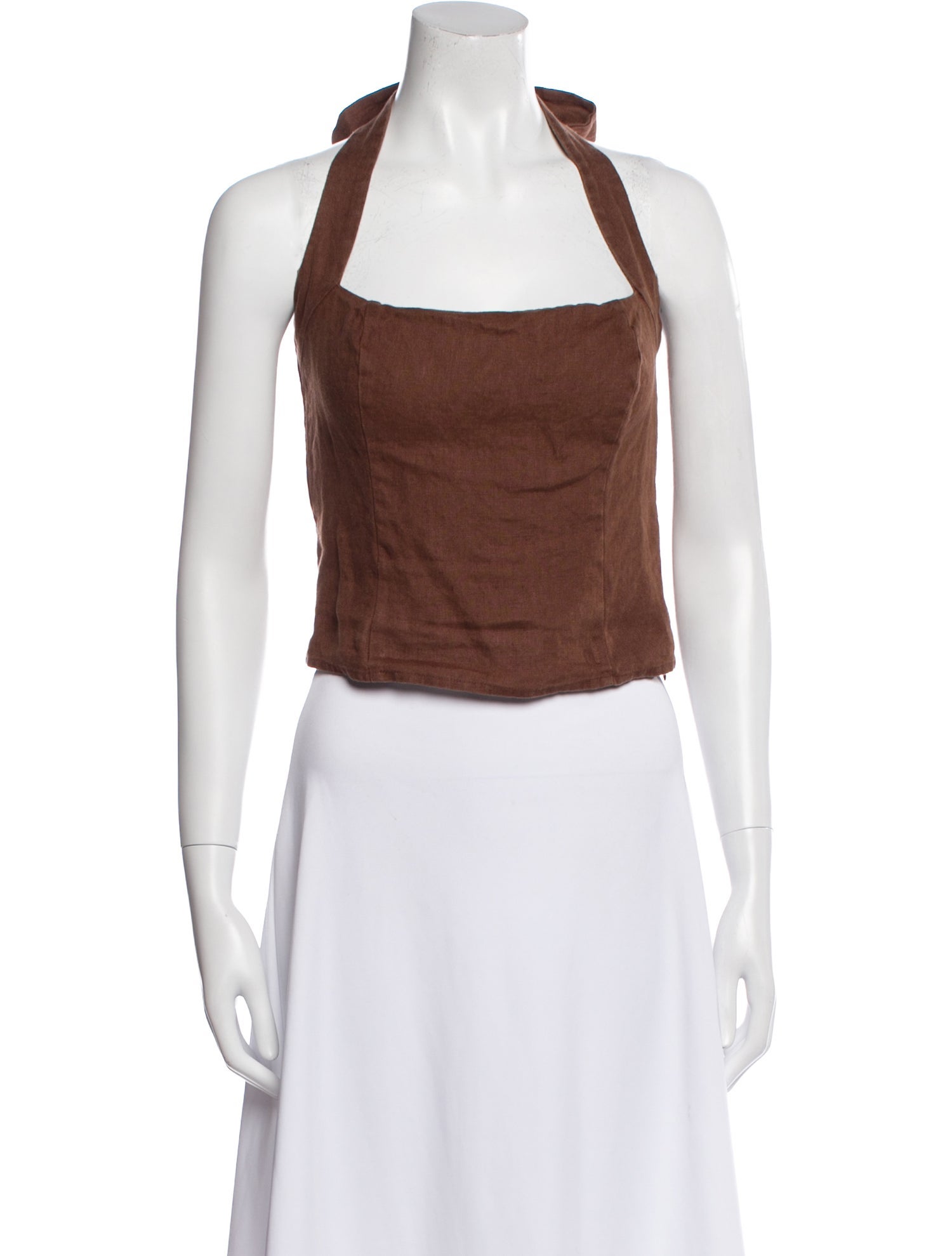 Reformation Linen Square Neckline Crop Top