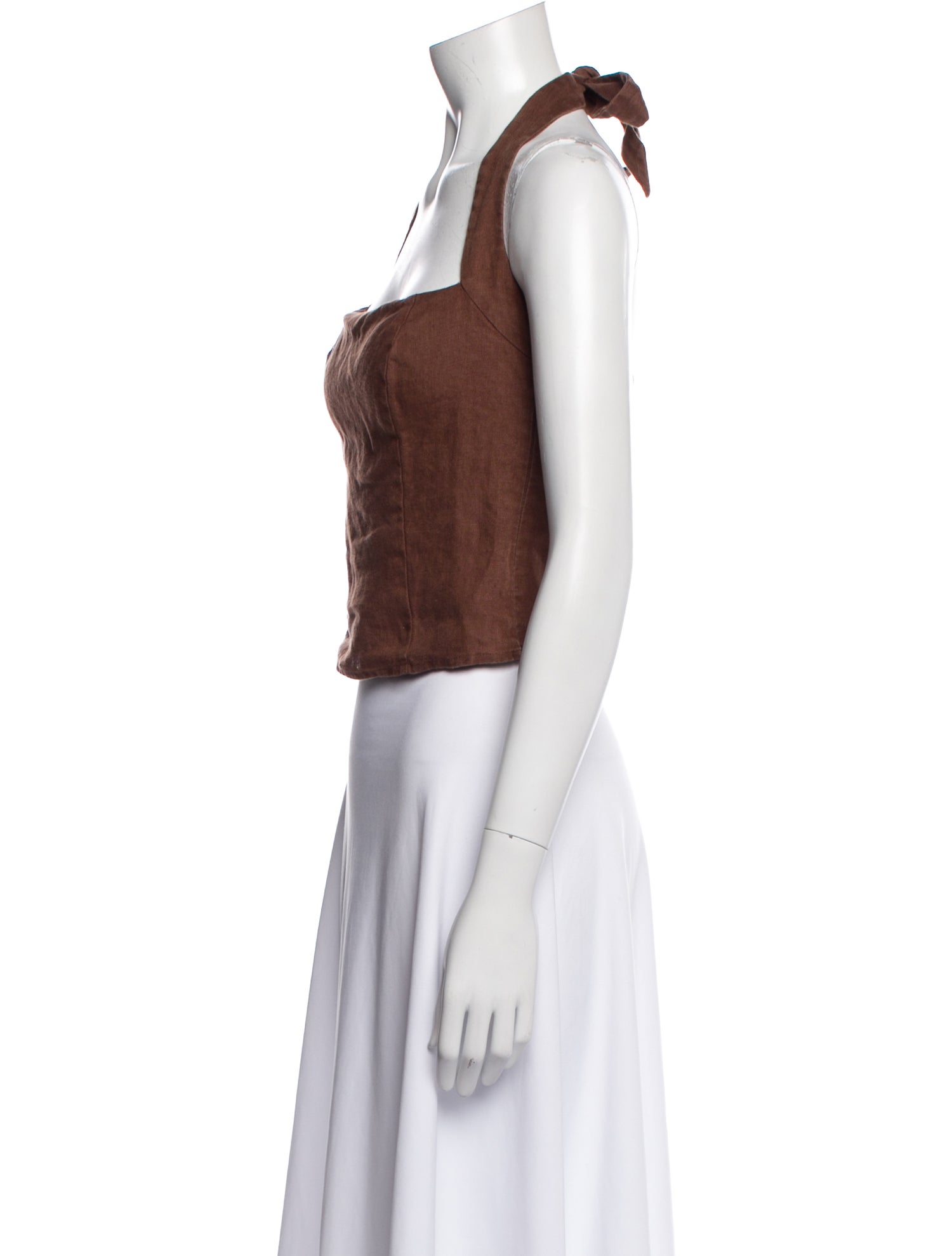 Reformation Linen Square Neckline Crop Top