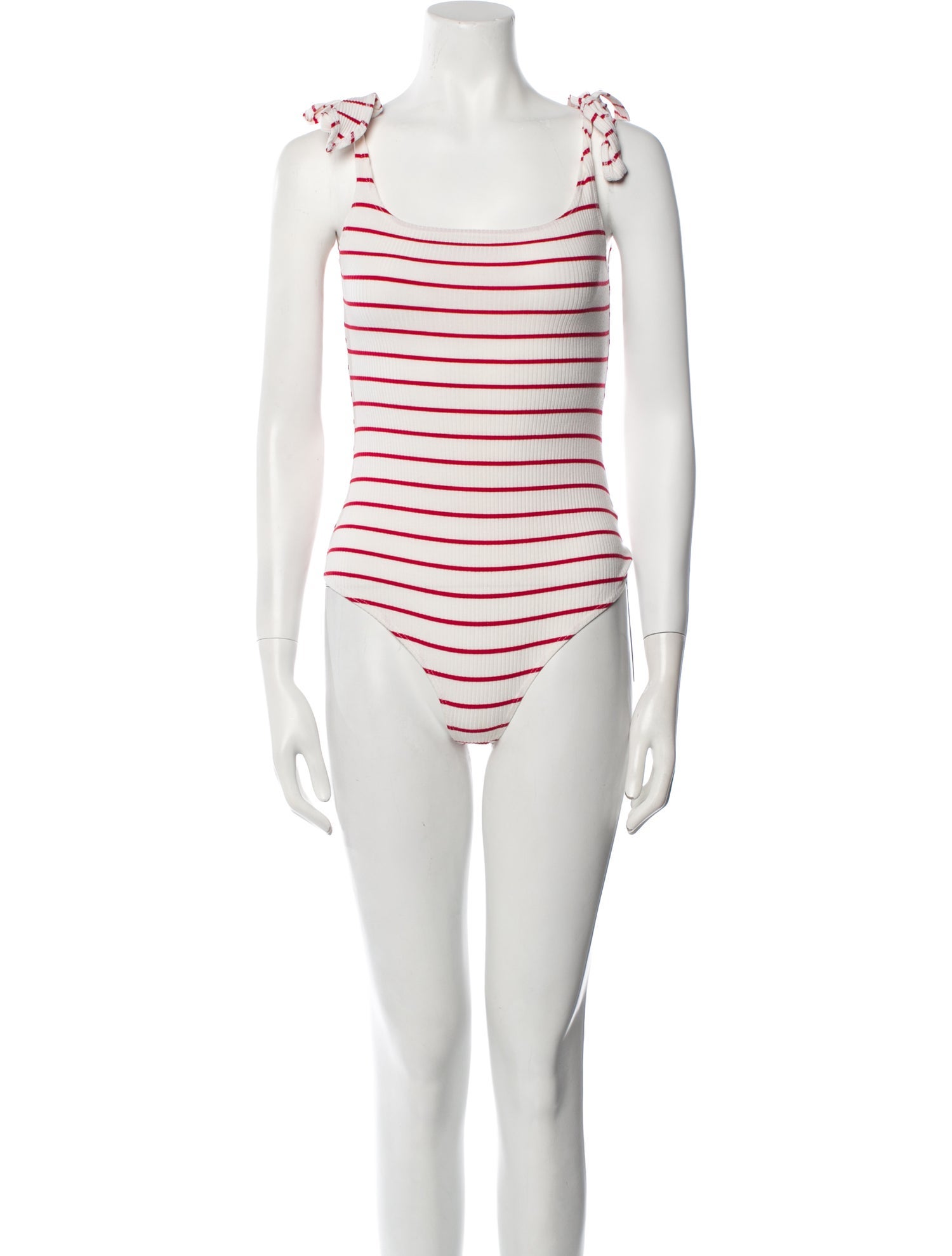 Reformation Striped Square Neckline Bodysuit