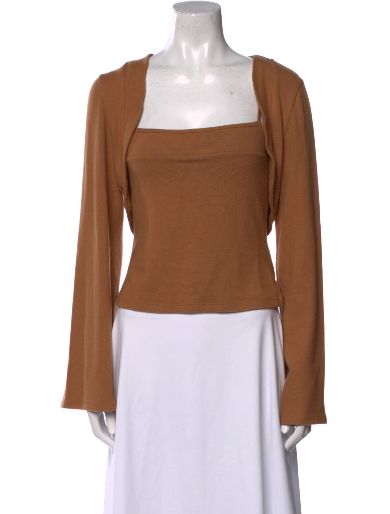 Reformation Square Neckline Long Sleeve Crop Top