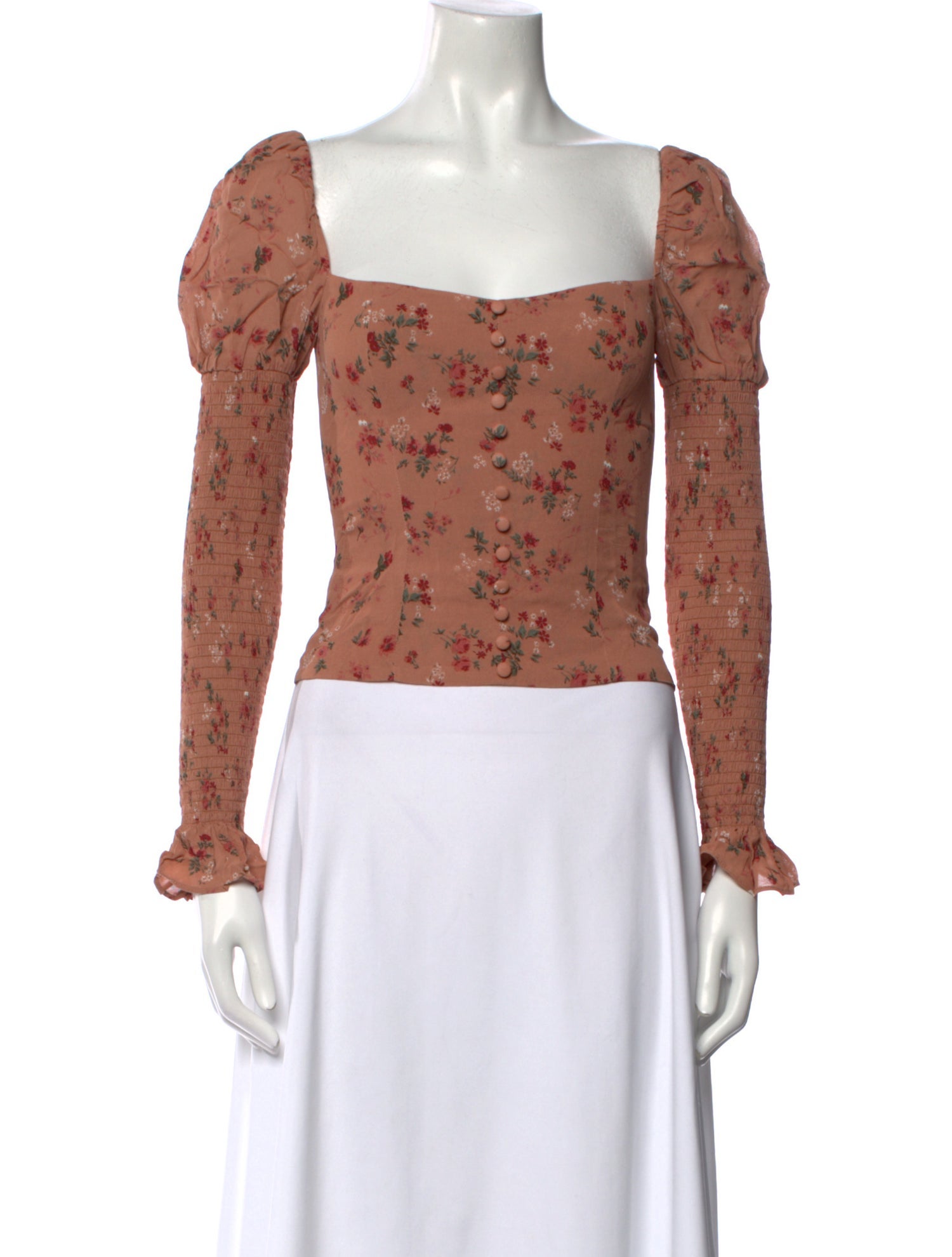 Reformation Floral Print Square Neckline Crop Top