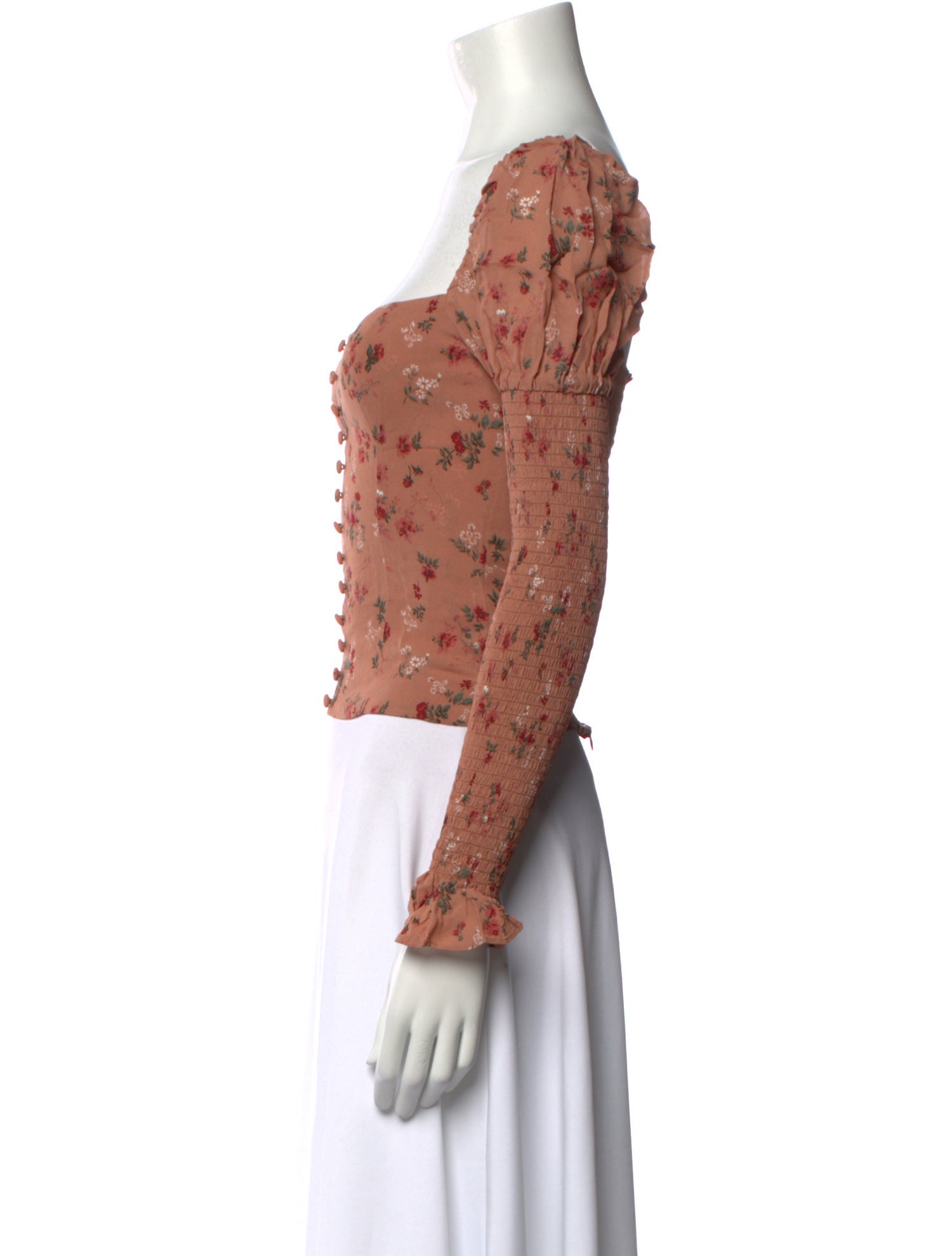 Reformation Floral Print Square Neckline Crop Top