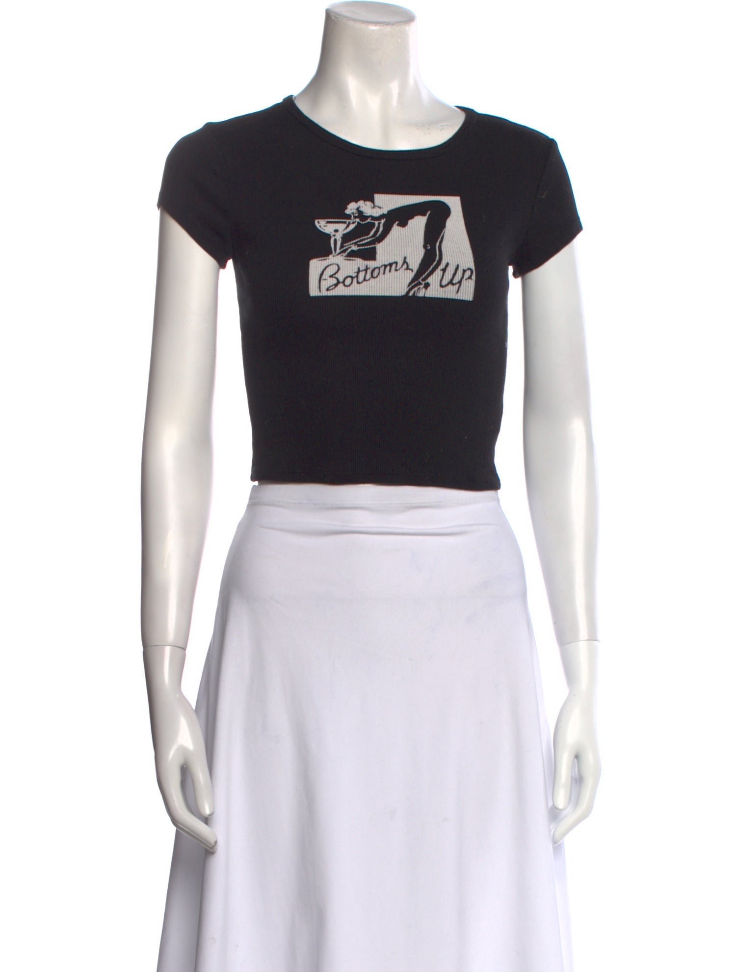 Reformation Graphic Print Crew Neck Crop Top